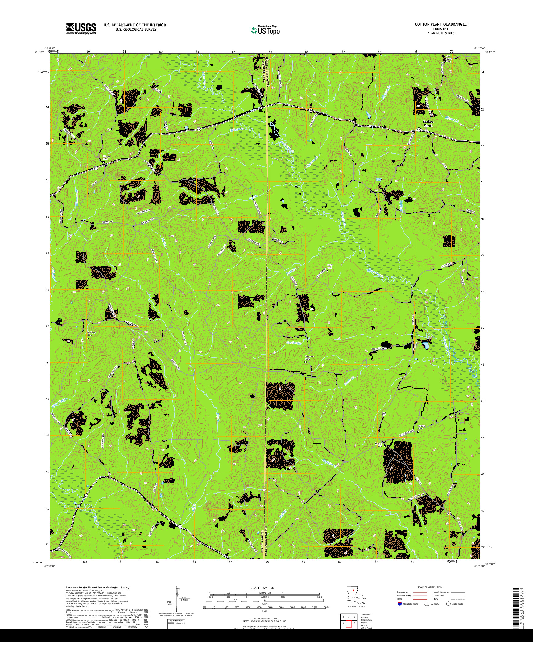 USGS US TOPO 7.5-MINUTE MAP FOR COTTON PLANT, LA 2018