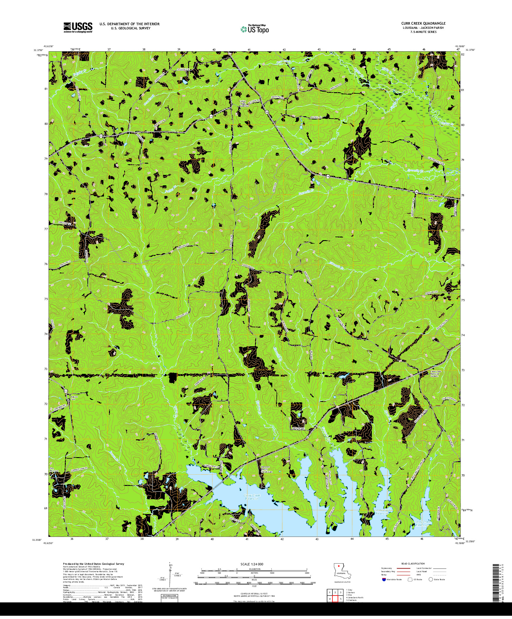 USGS US TOPO 7.5-MINUTE MAP FOR CURR CREEK, LA 2018