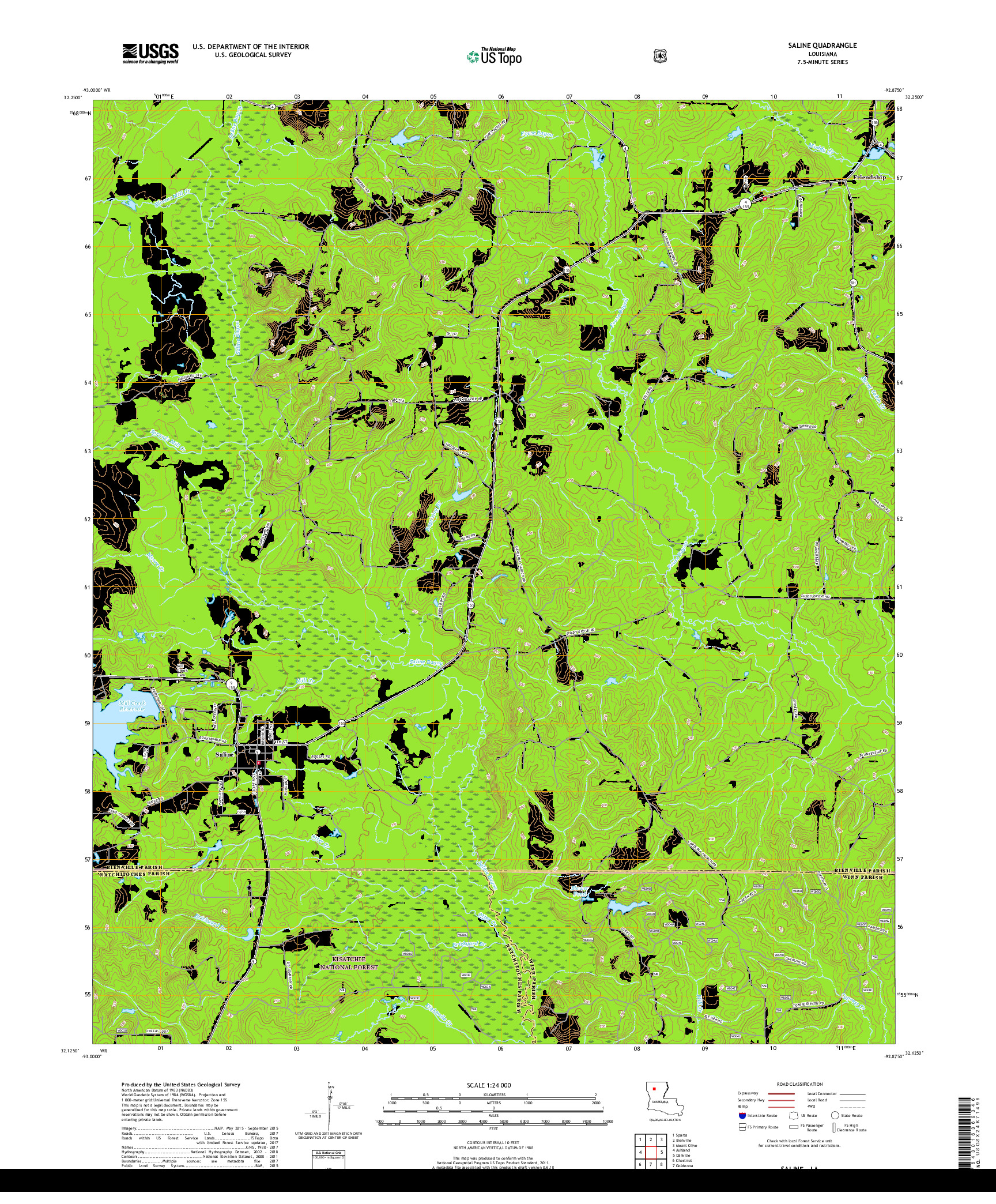 USGS US TOPO 7.5-MINUTE MAP FOR SALINE, LA 2018