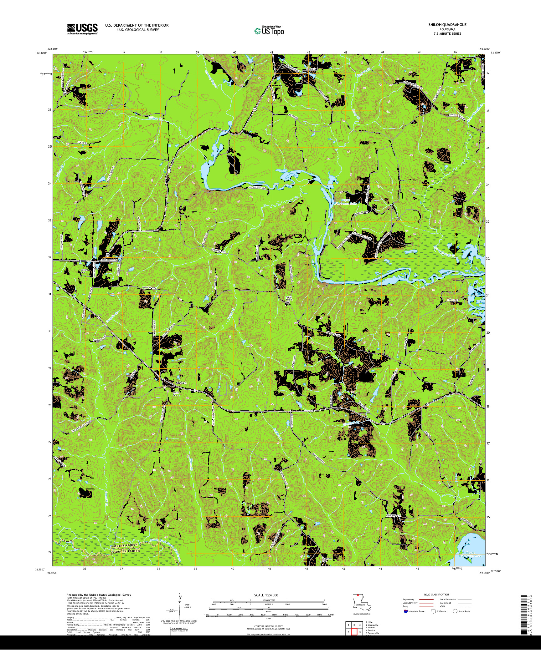 USGS US TOPO 7.5-MINUTE MAP FOR SHILOH, LA 2018