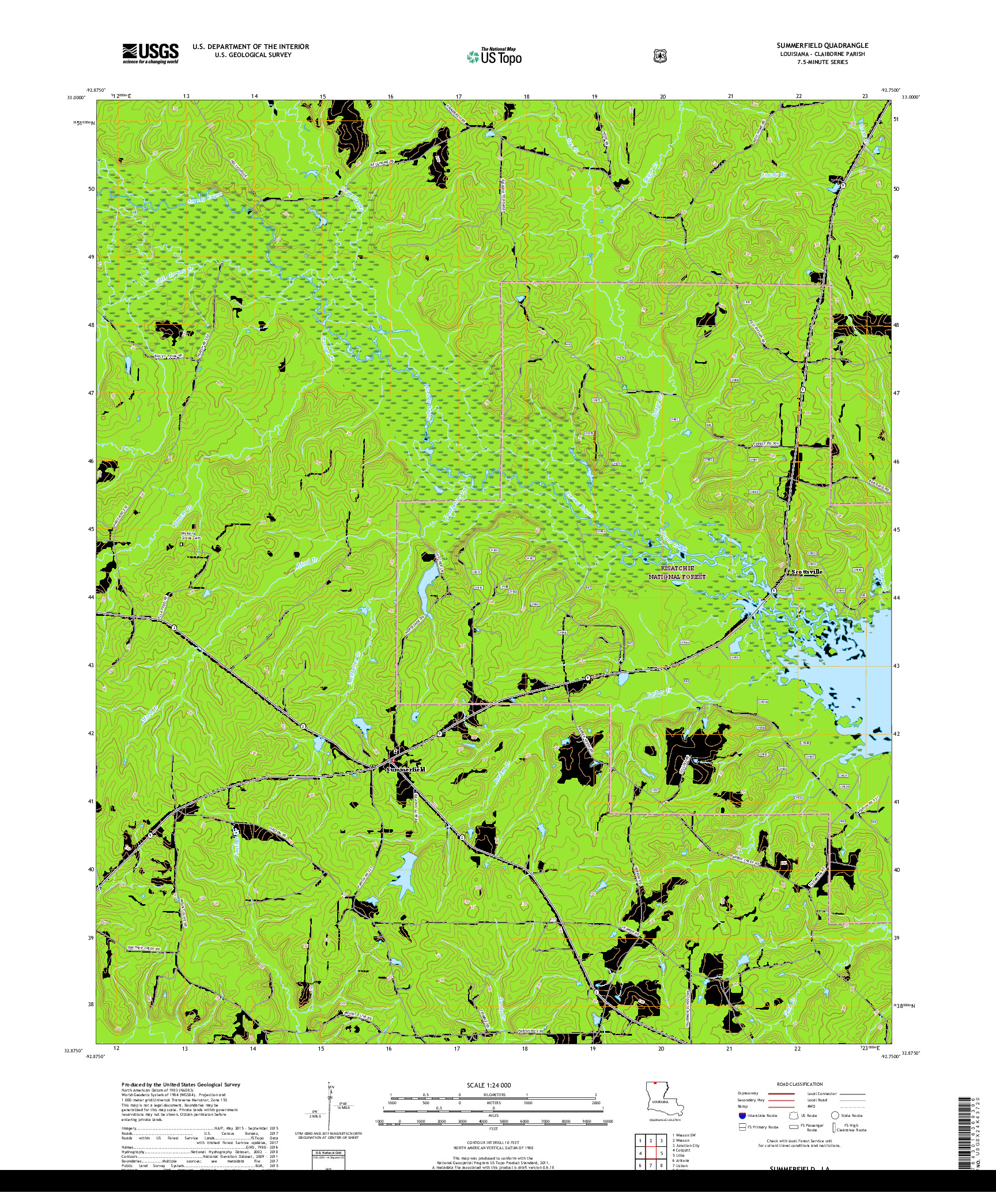 USGS US TOPO 7.5-MINUTE MAP FOR SUMMERFIELD, LA 2018