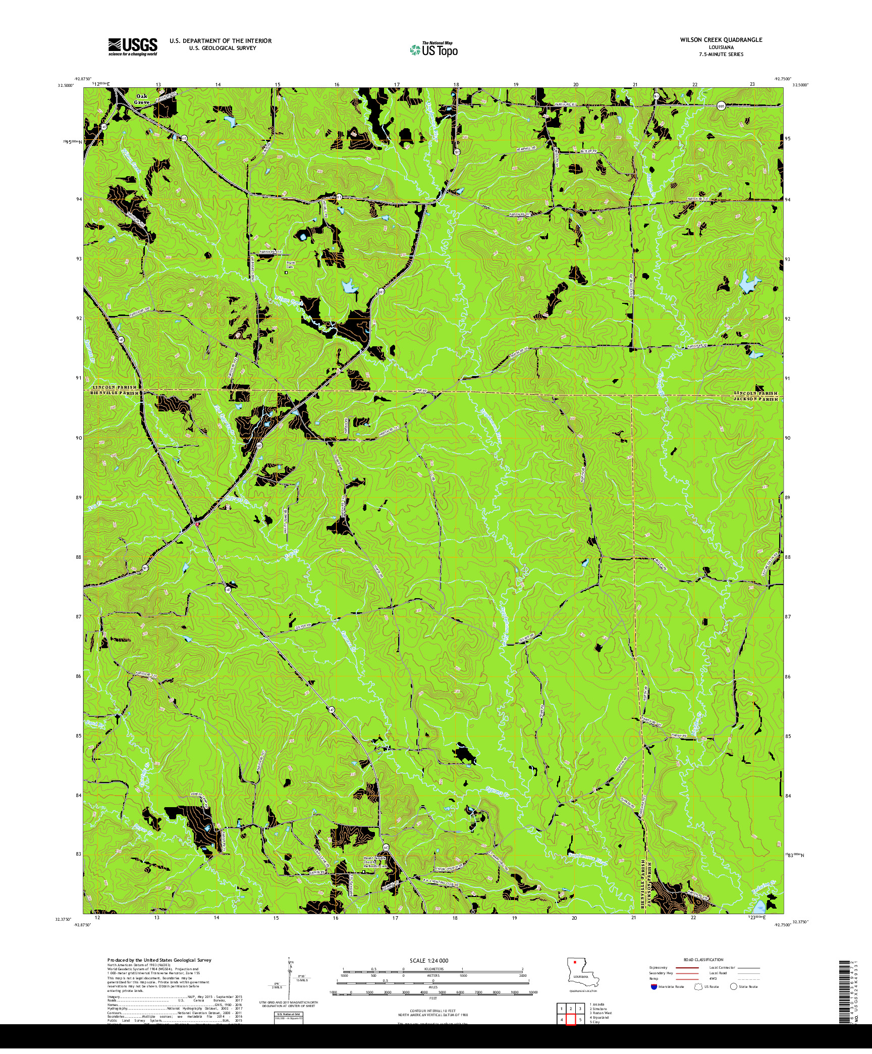 USGS US TOPO 7.5-MINUTE MAP FOR WILSON CREEK, LA 2018