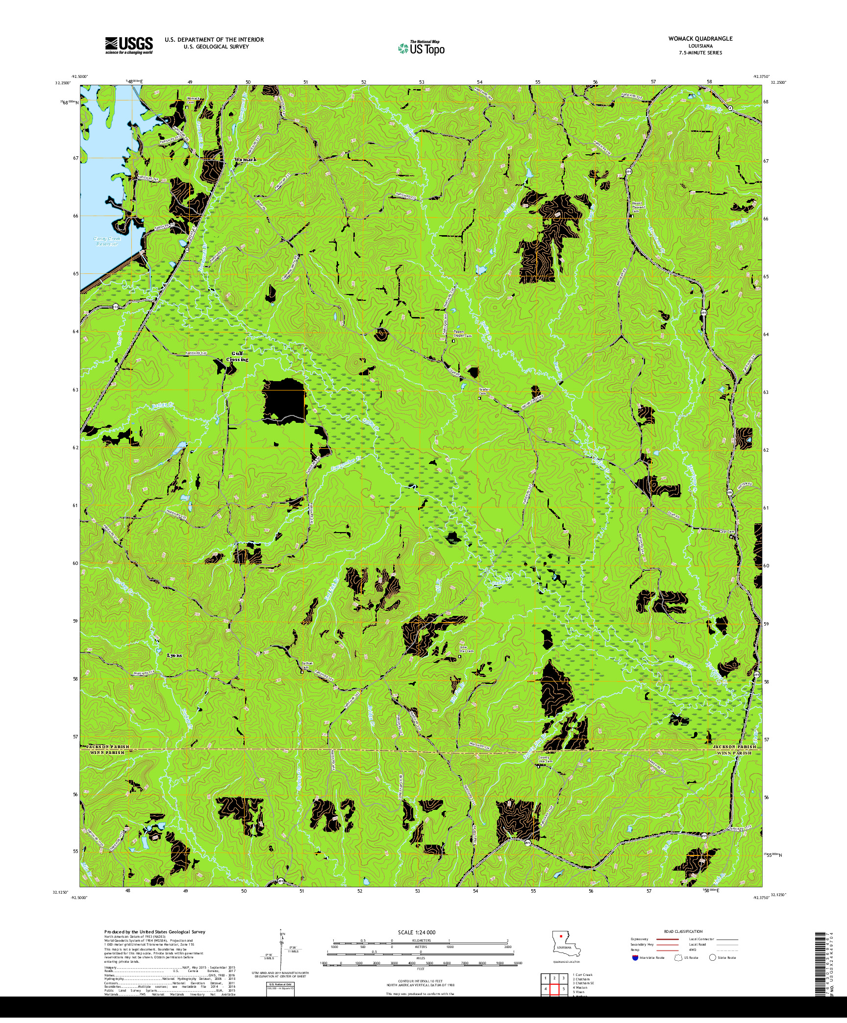 USGS US TOPO 7.5-MINUTE MAP FOR WOMACK, LA 2018