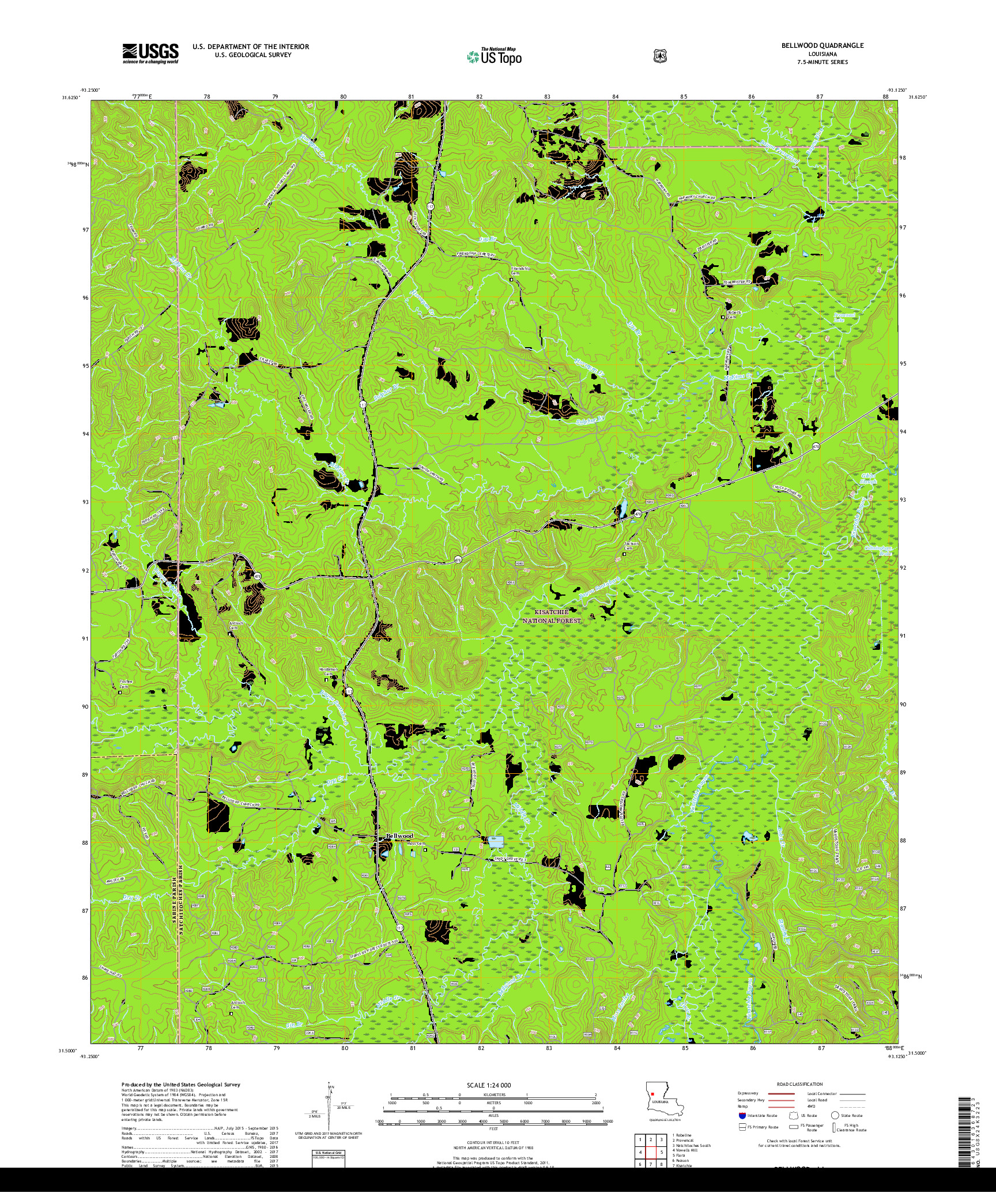 USGS US TOPO 7.5-MINUTE MAP FOR BELLWOOD, LA 2018