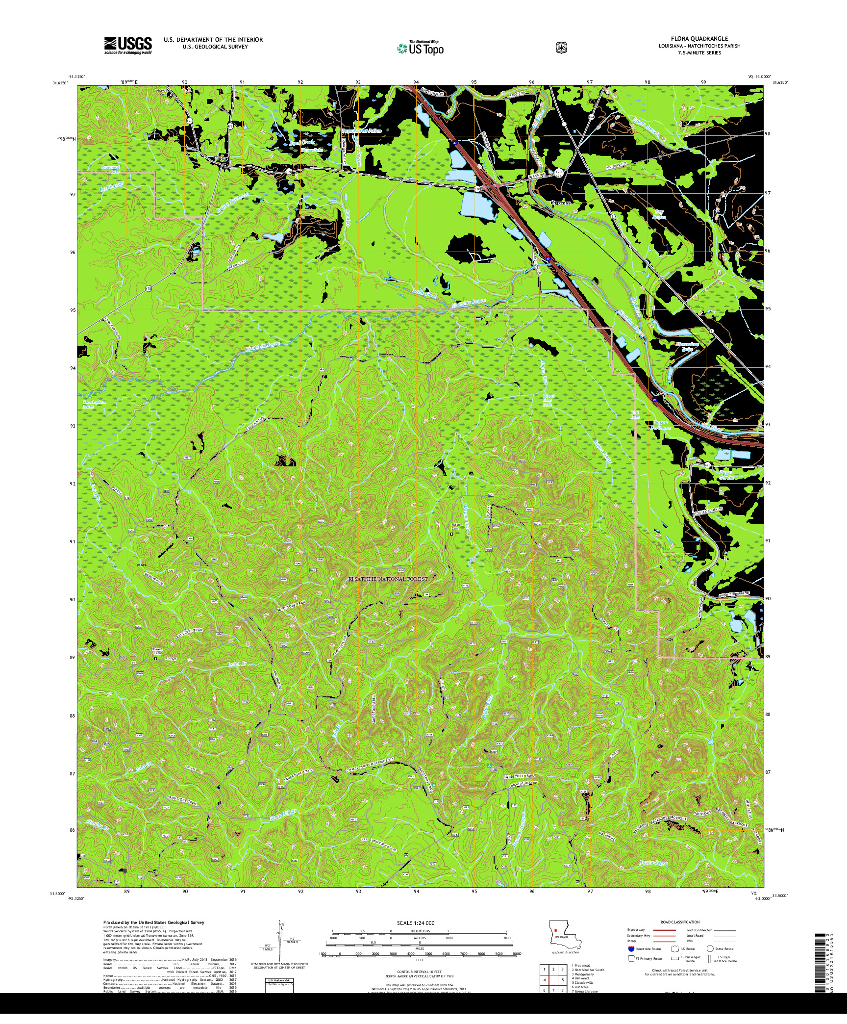 USGS US TOPO 7.5-MINUTE MAP FOR FLORA, LA 2018