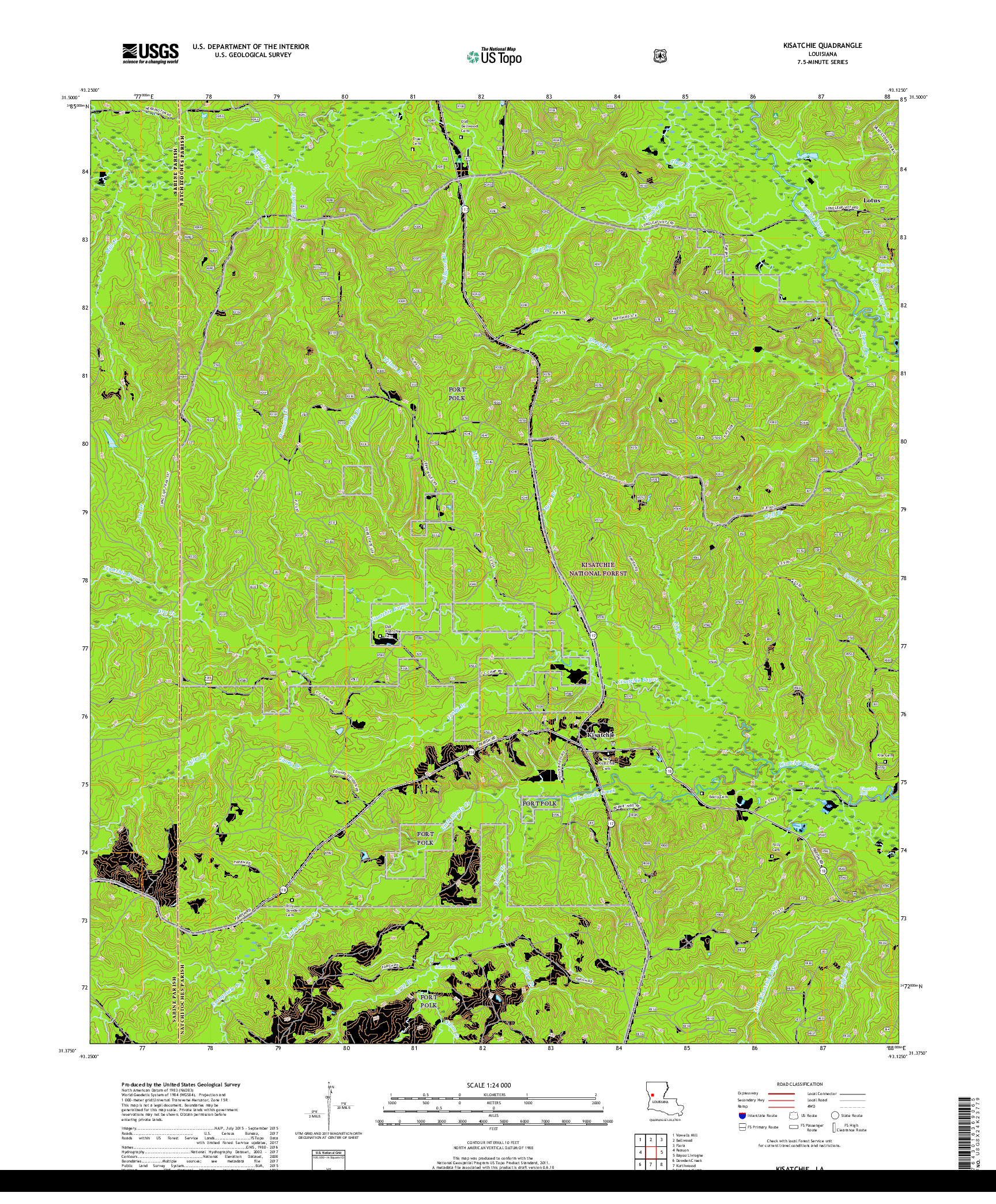 USGS US TOPO 7.5-MINUTE MAP FOR KISATCHIE, LA 2018