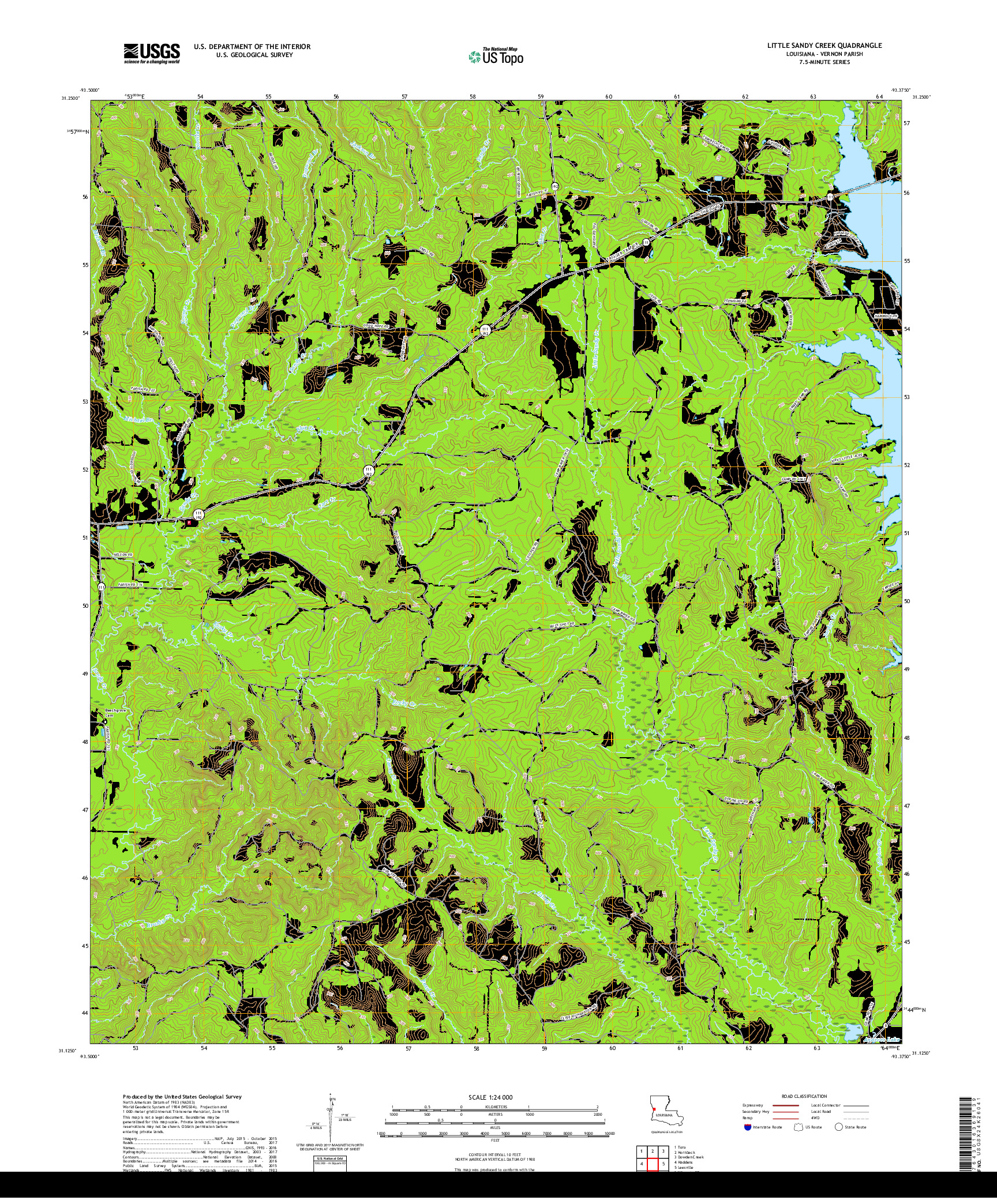 USGS US TOPO 7.5-MINUTE MAP FOR LITTLE SANDY CREEK, LA 2018