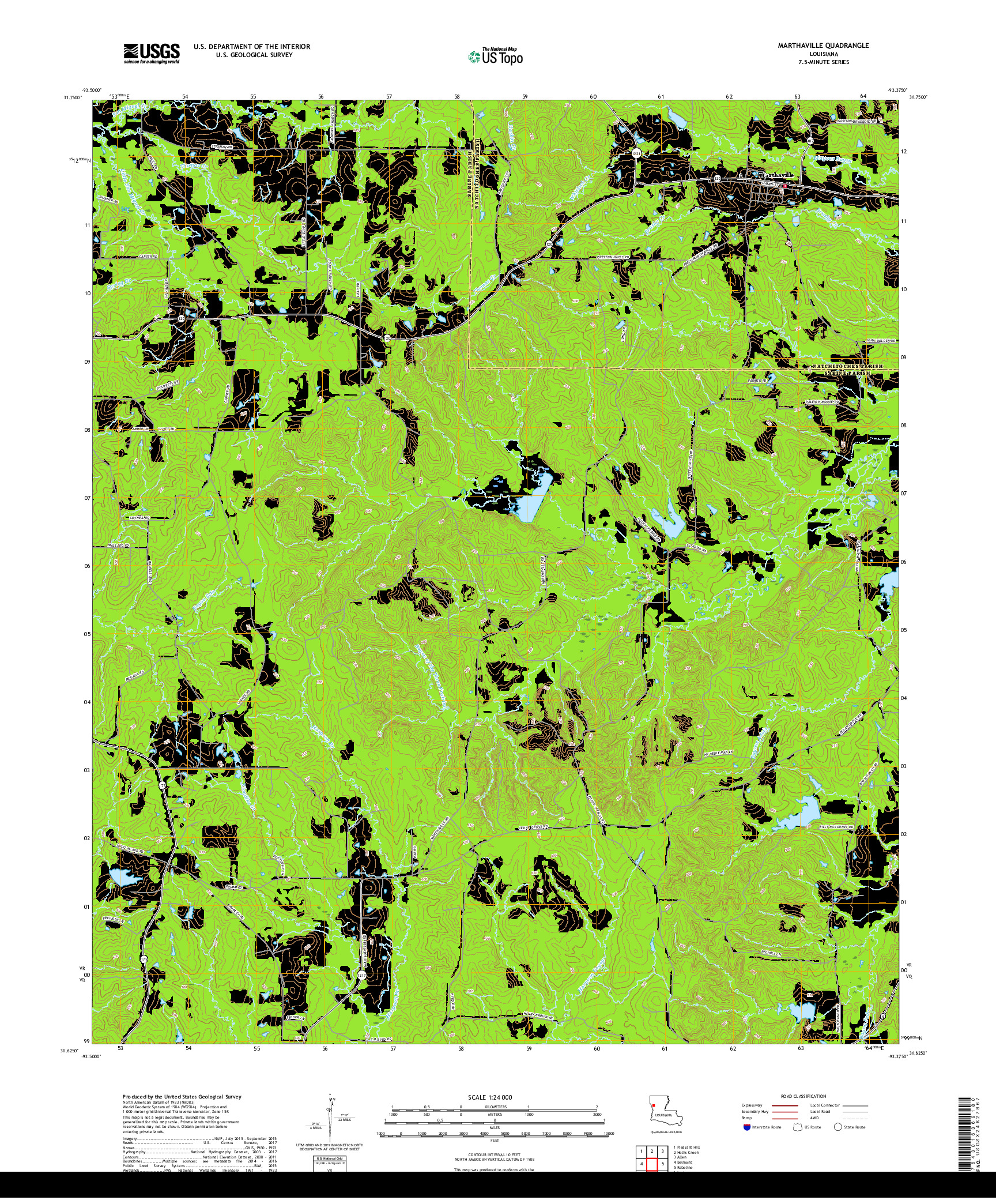 USGS US TOPO 7.5-MINUTE MAP FOR MARTHAVILLE, LA 2018