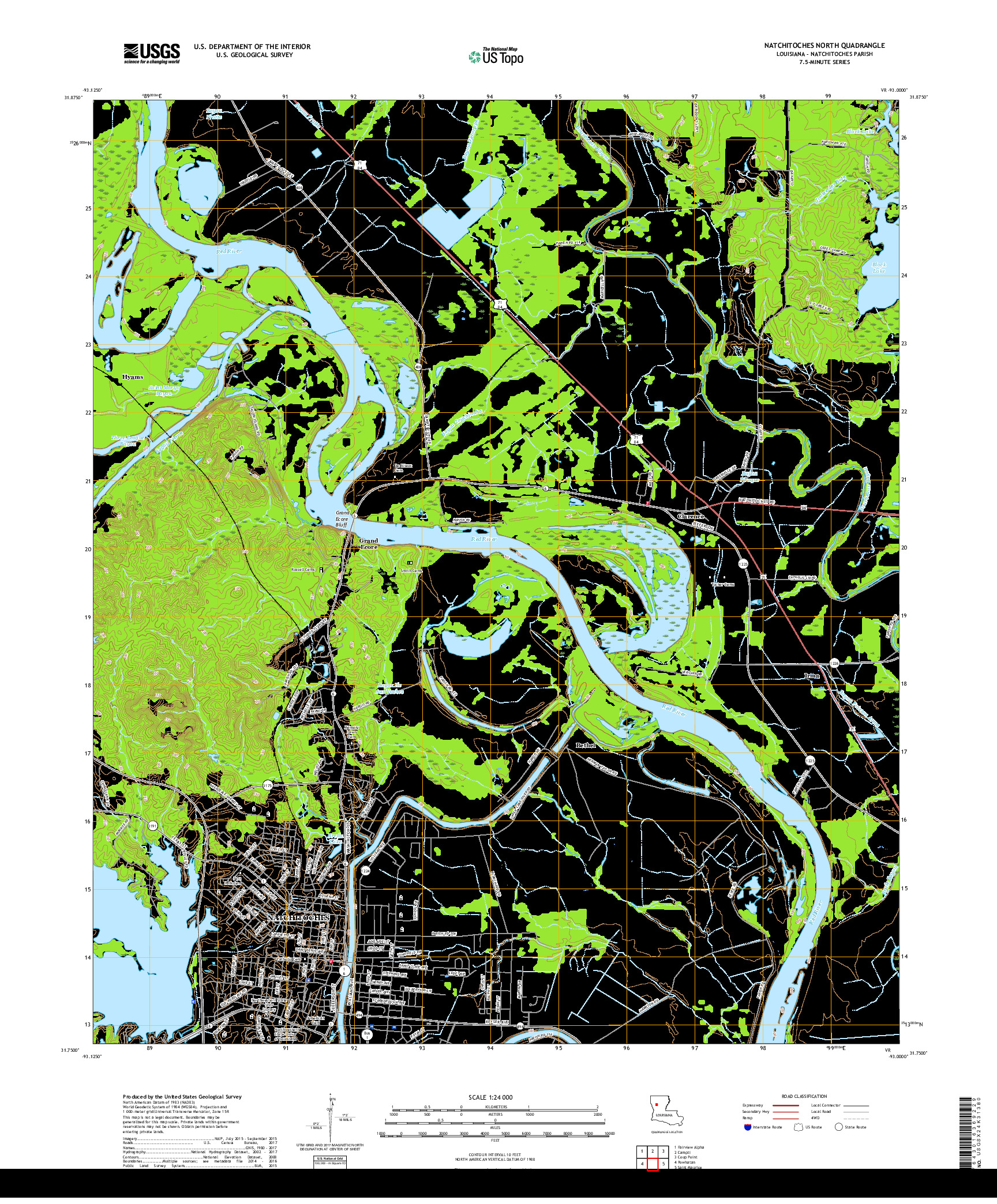USGS US TOPO 7.5-MINUTE MAP FOR NATCHITOCHES NORTH, LA 2018