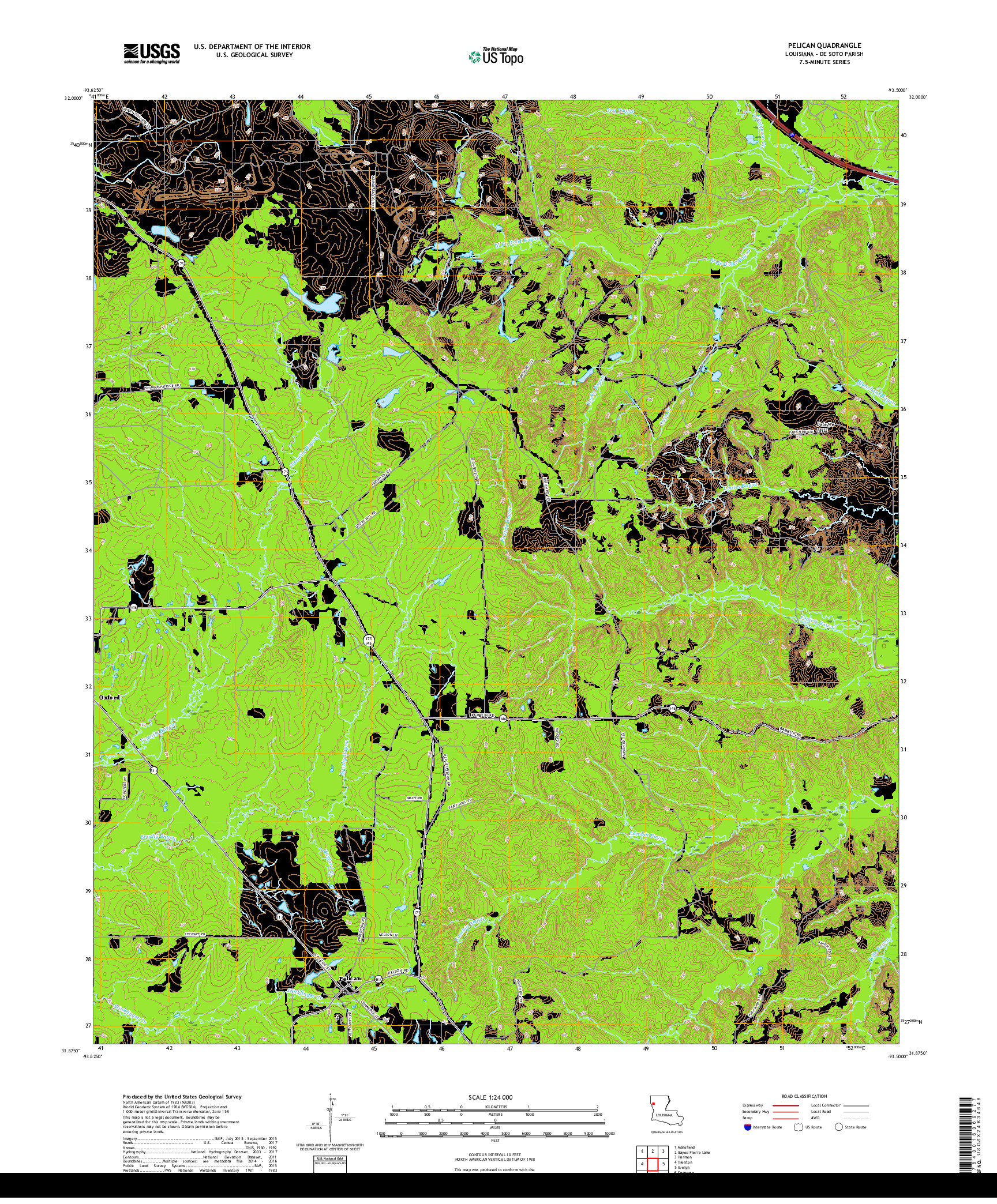 USGS US TOPO 7.5-MINUTE MAP FOR PELICAN, LA 2018