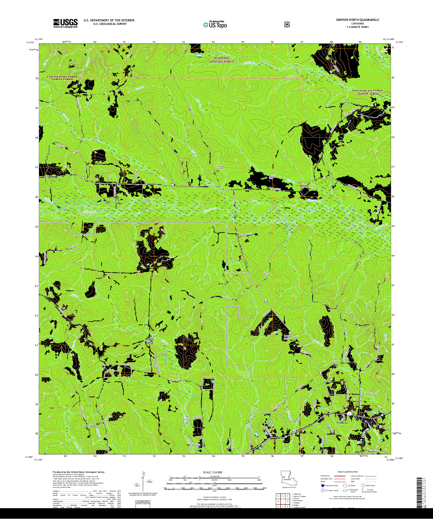 USGS US TOPO 7.5-MINUTE MAP FOR SIMPSON NORTH, LA 2018