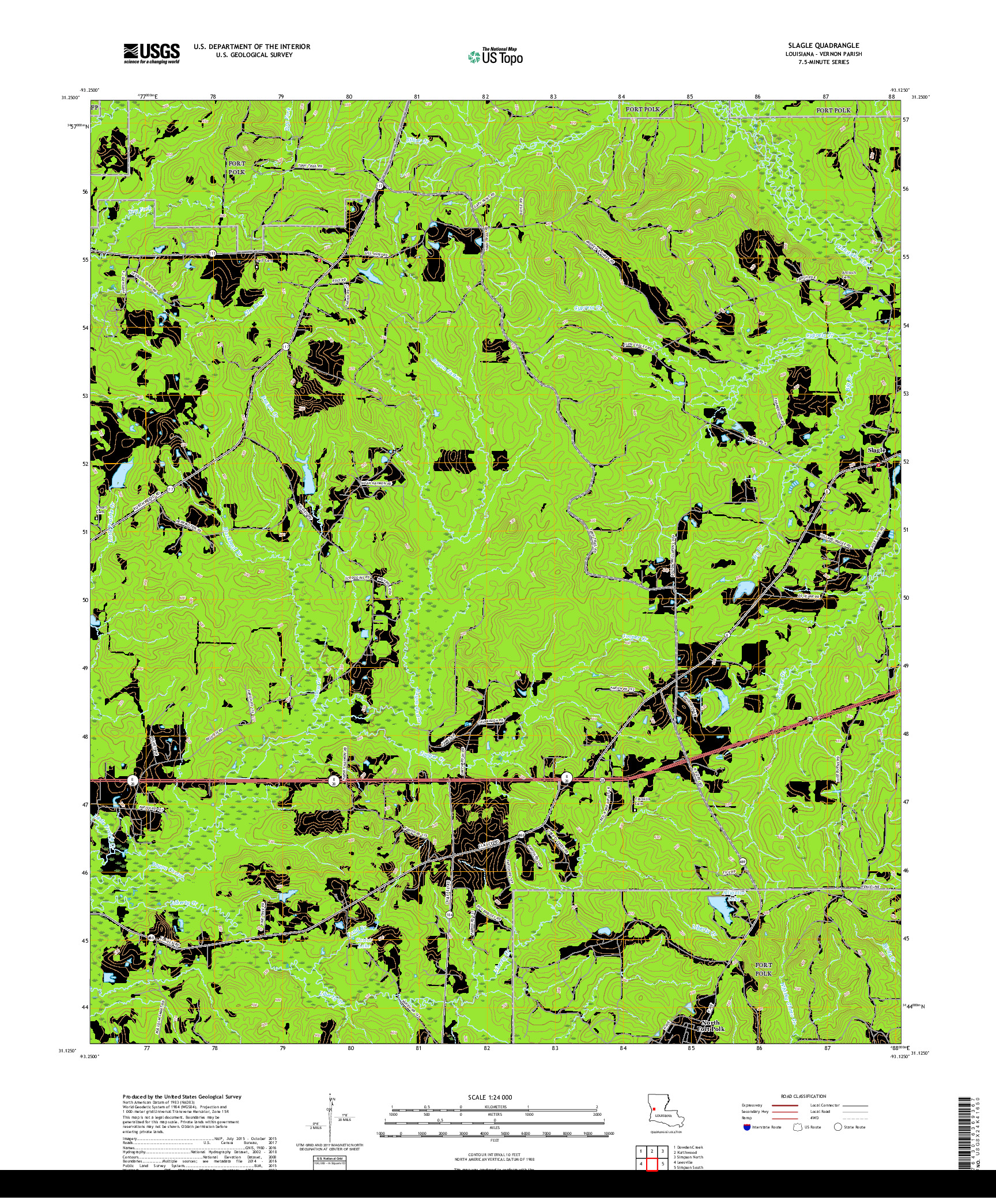 USGS US TOPO 7.5-MINUTE MAP FOR SLAGLE, LA 2018