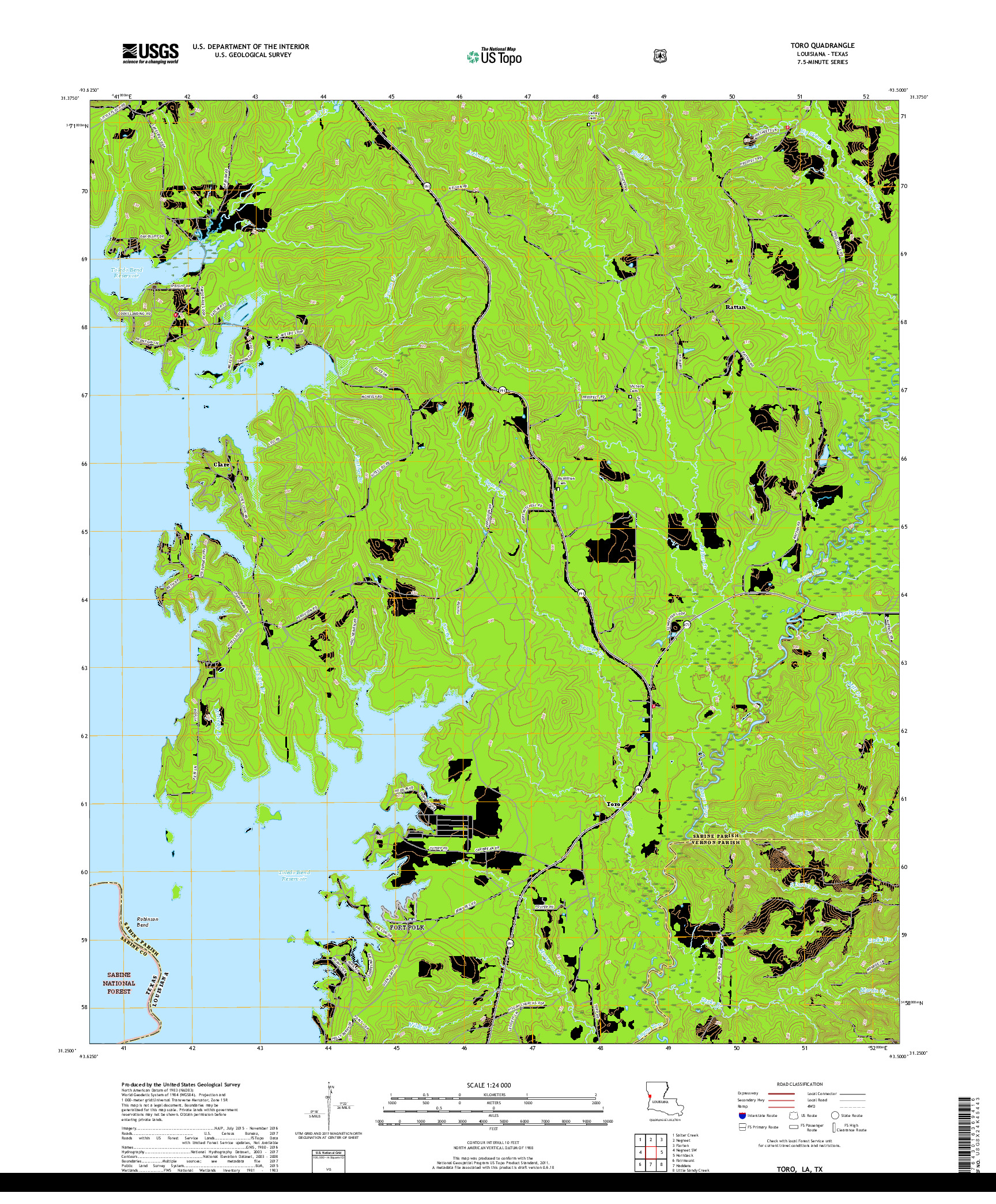 USGS US TOPO 7.5-MINUTE MAP FOR TORO, LA,TX 2018