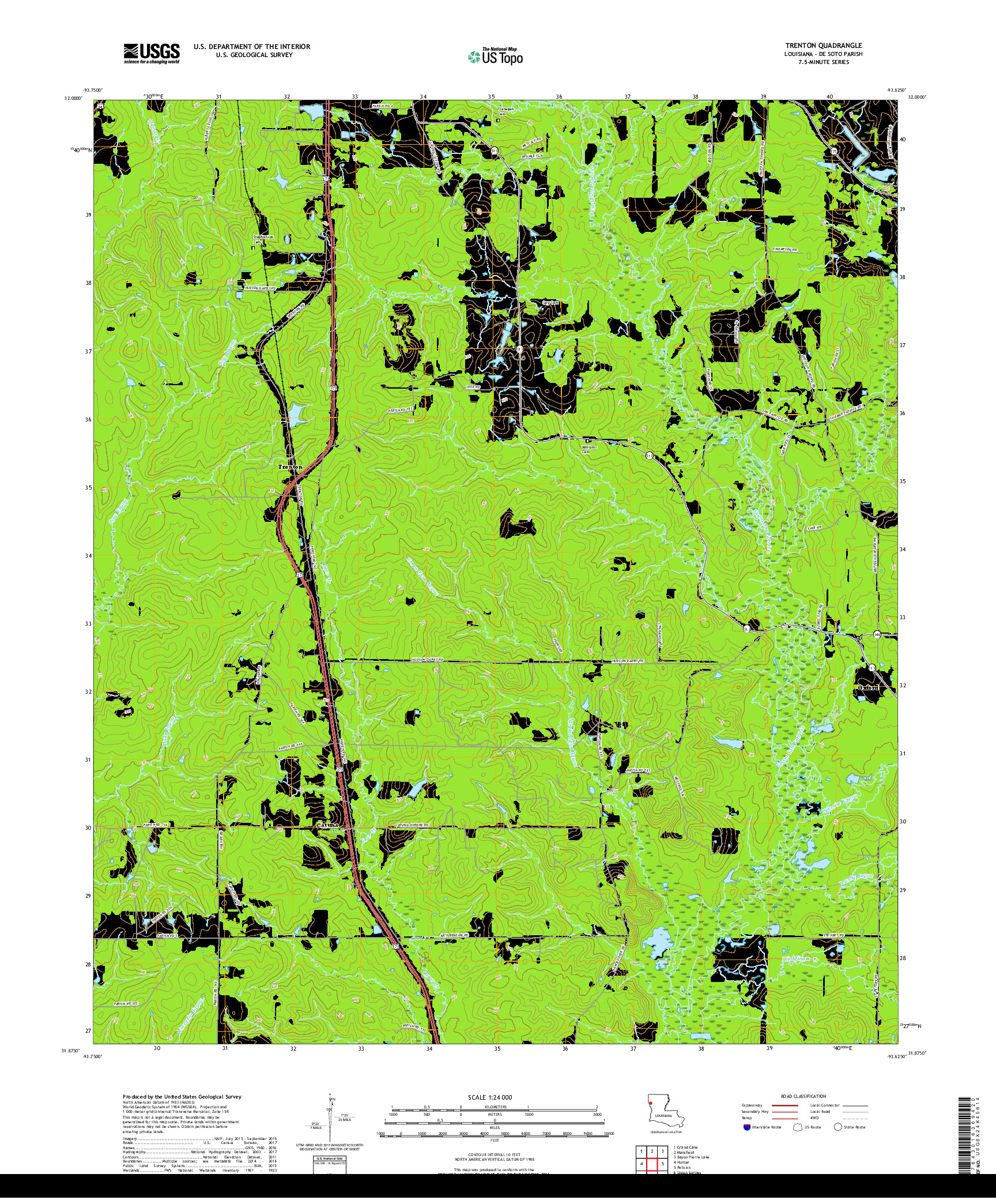 USGS US TOPO 7.5-MINUTE MAP FOR TRENTON, LA 2018