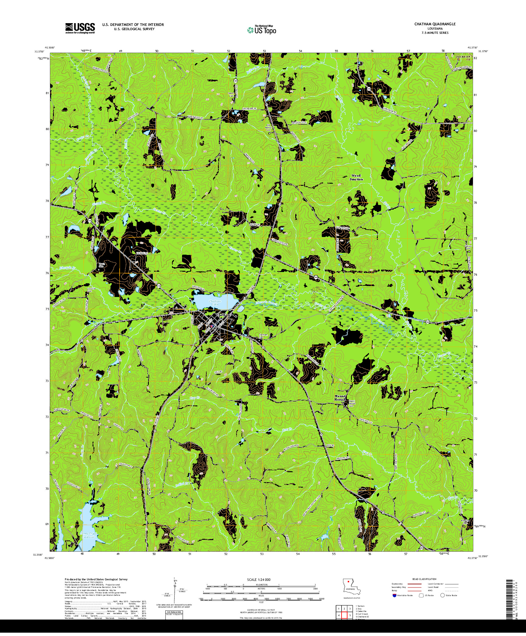 USGS US TOPO 7.5-MINUTE MAP FOR CHATHAM, LA 2018