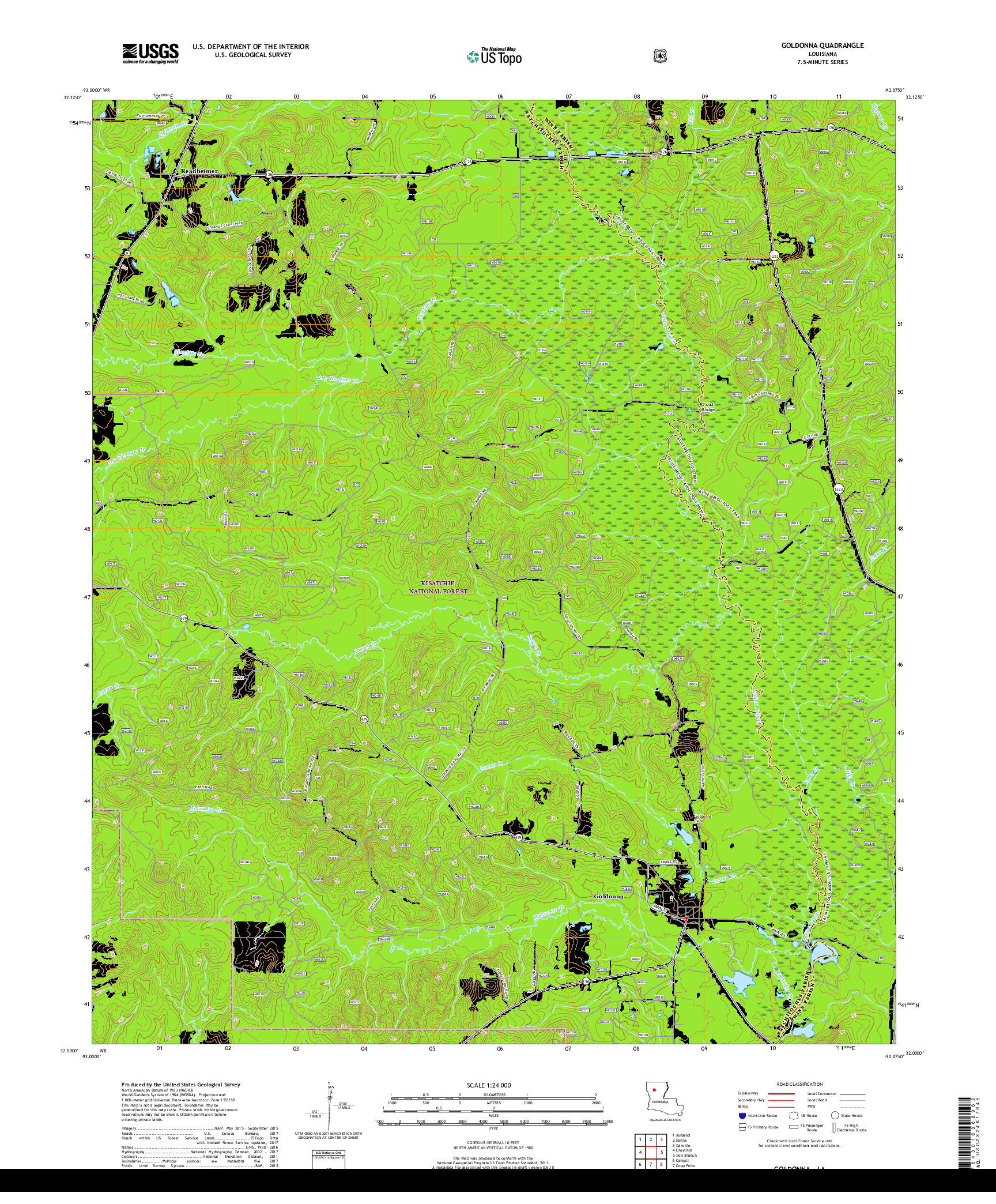 USGS US TOPO 7.5-MINUTE MAP FOR GOLDONNA, LA 2018