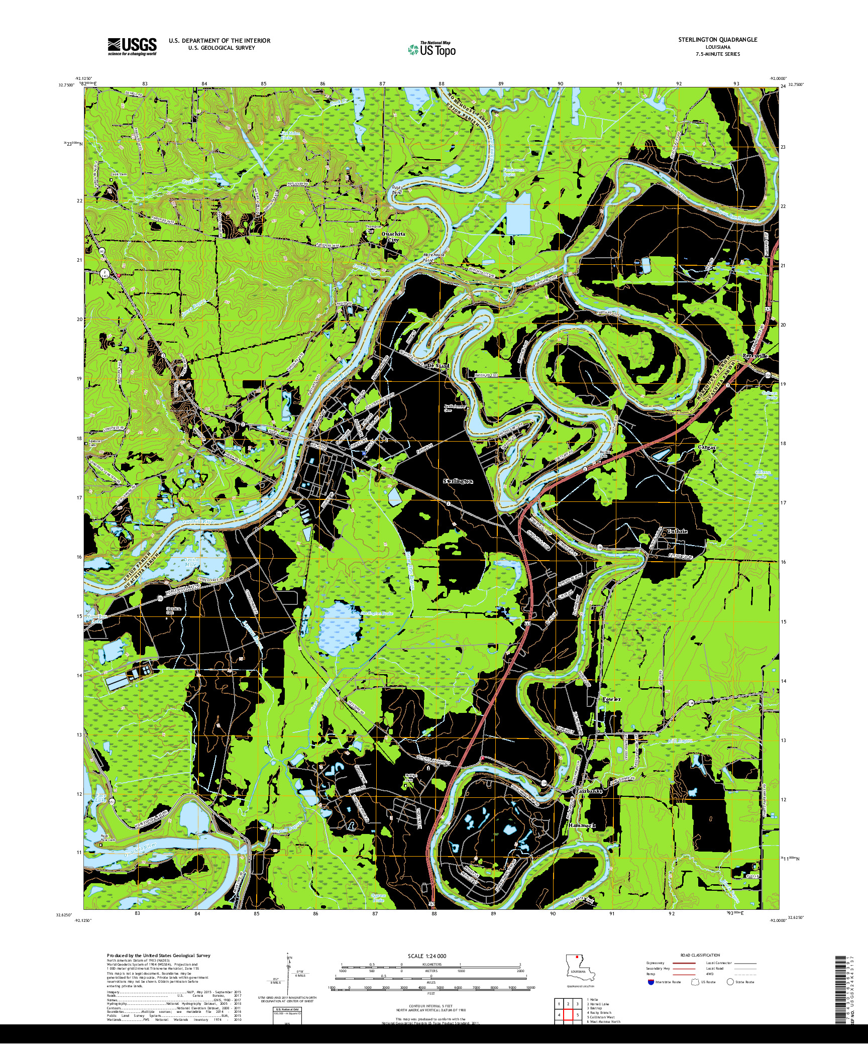 USGS US TOPO 7.5-MINUTE MAP FOR STERLINGTON, LA 2018