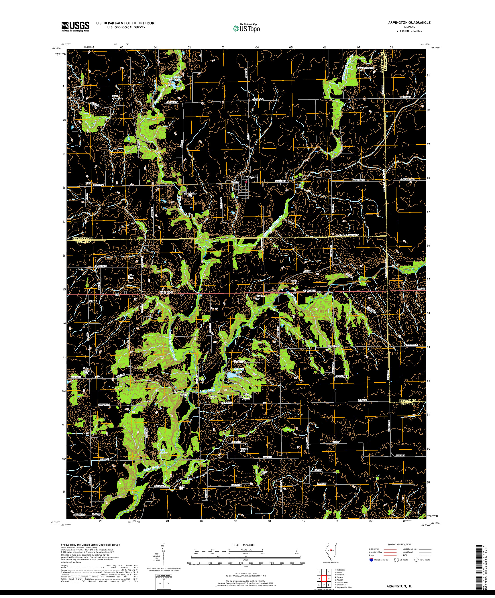 USGS US TOPO 7.5-MINUTE MAP FOR ARMINGTON, IL 2018