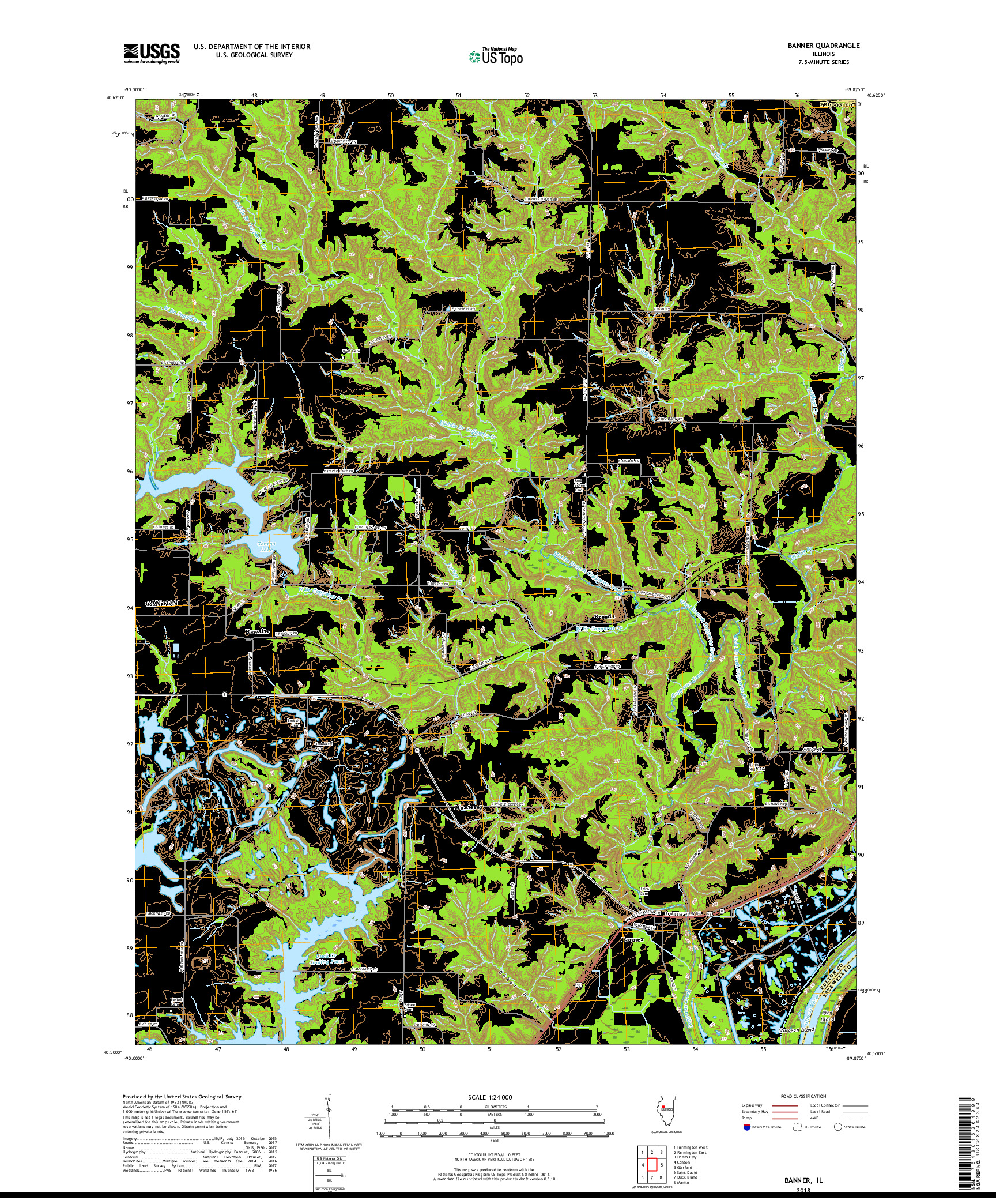 USGS US TOPO 7.5-MINUTE MAP FOR BANNER, IL 2018