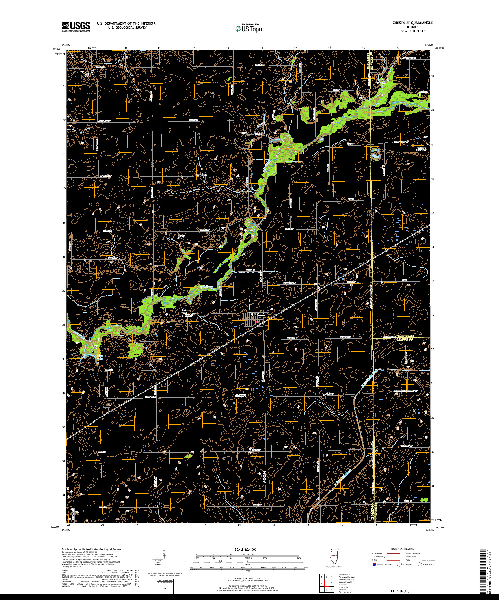 USGS US TOPO 7.5-MINUTE MAP FOR CHESTNUT, IL 2018