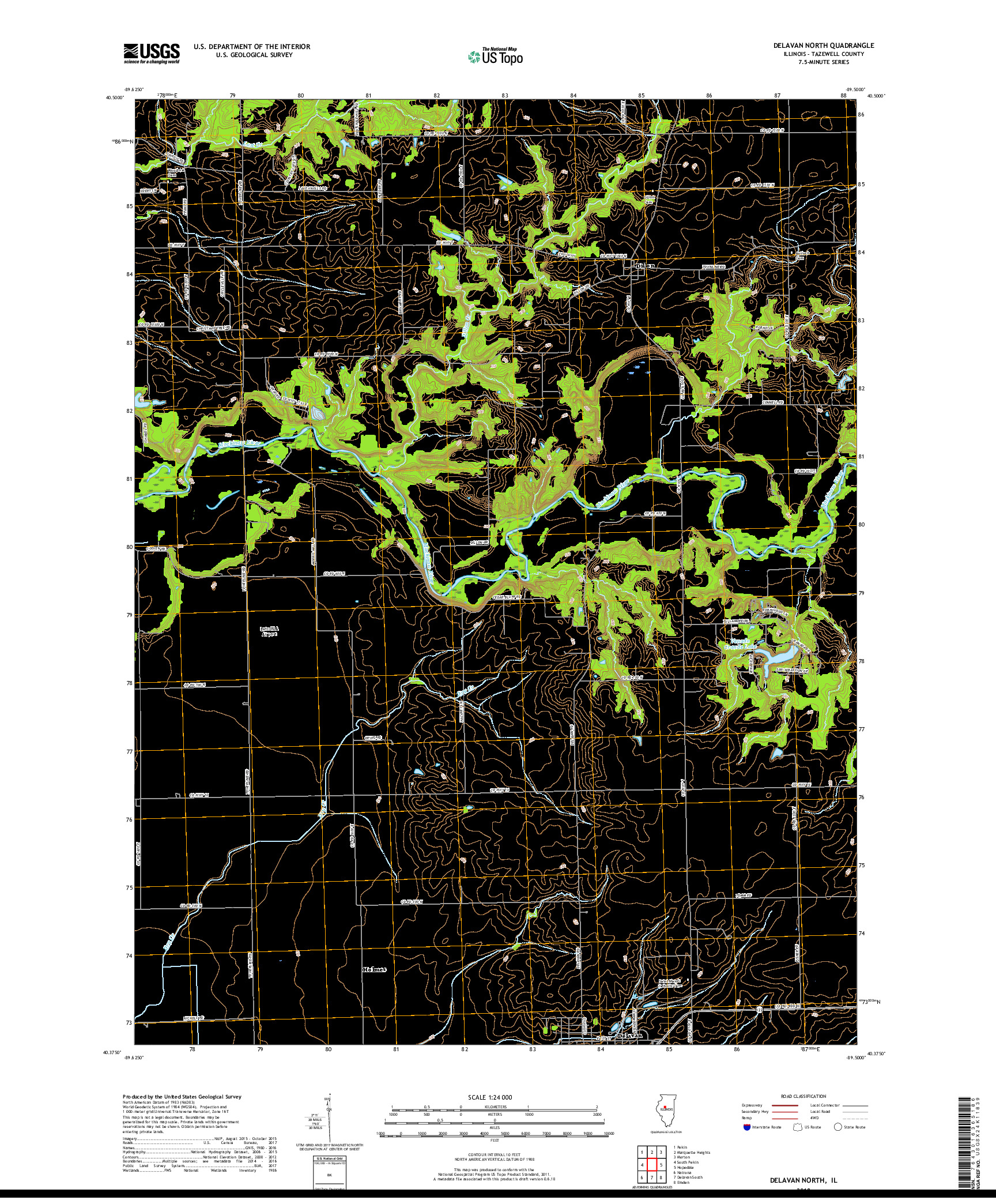 USGS US TOPO 7.5-MINUTE MAP FOR DELAVAN NORTH, IL 2018