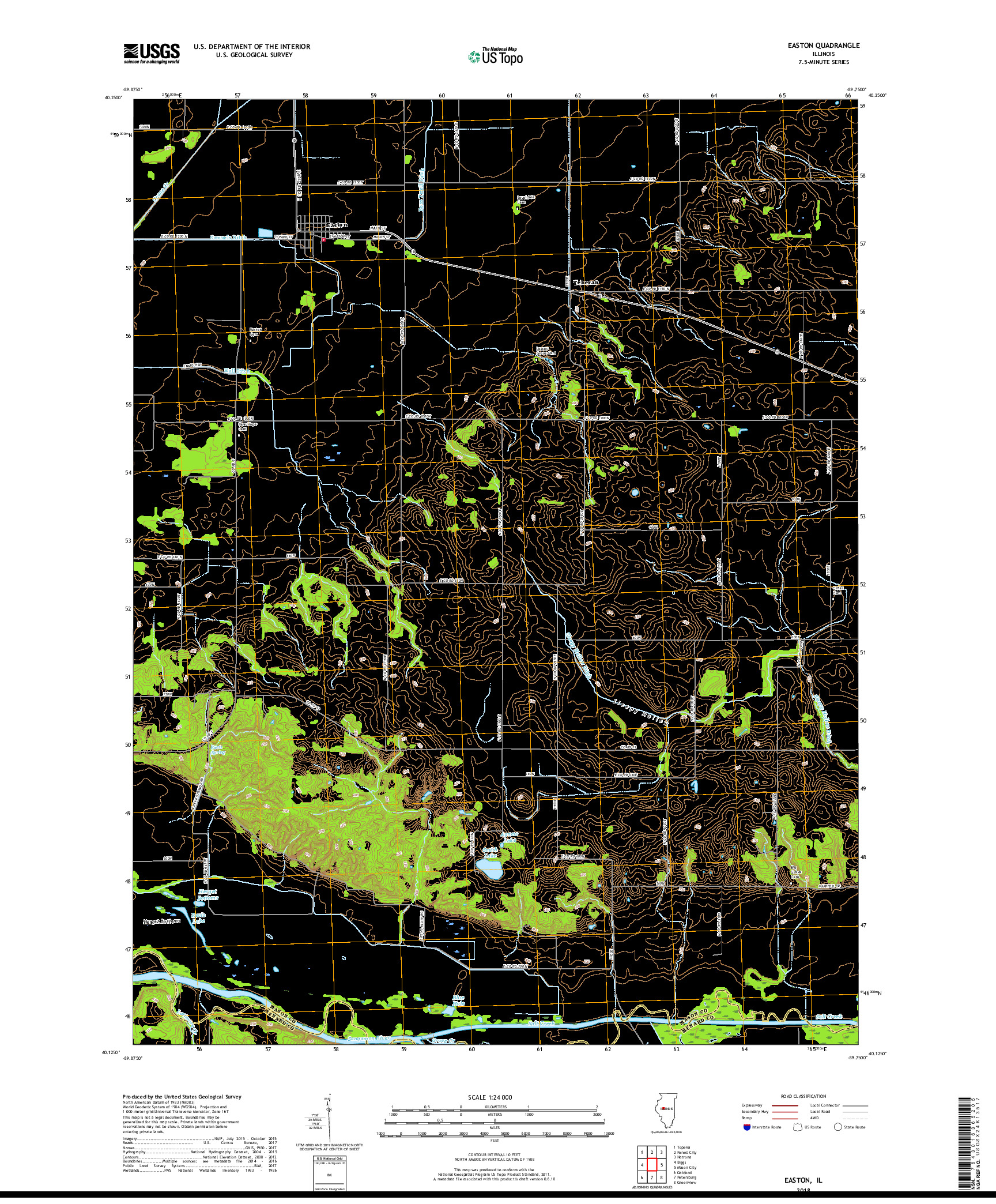 USGS US TOPO 7.5-MINUTE MAP FOR EASTON, IL 2018