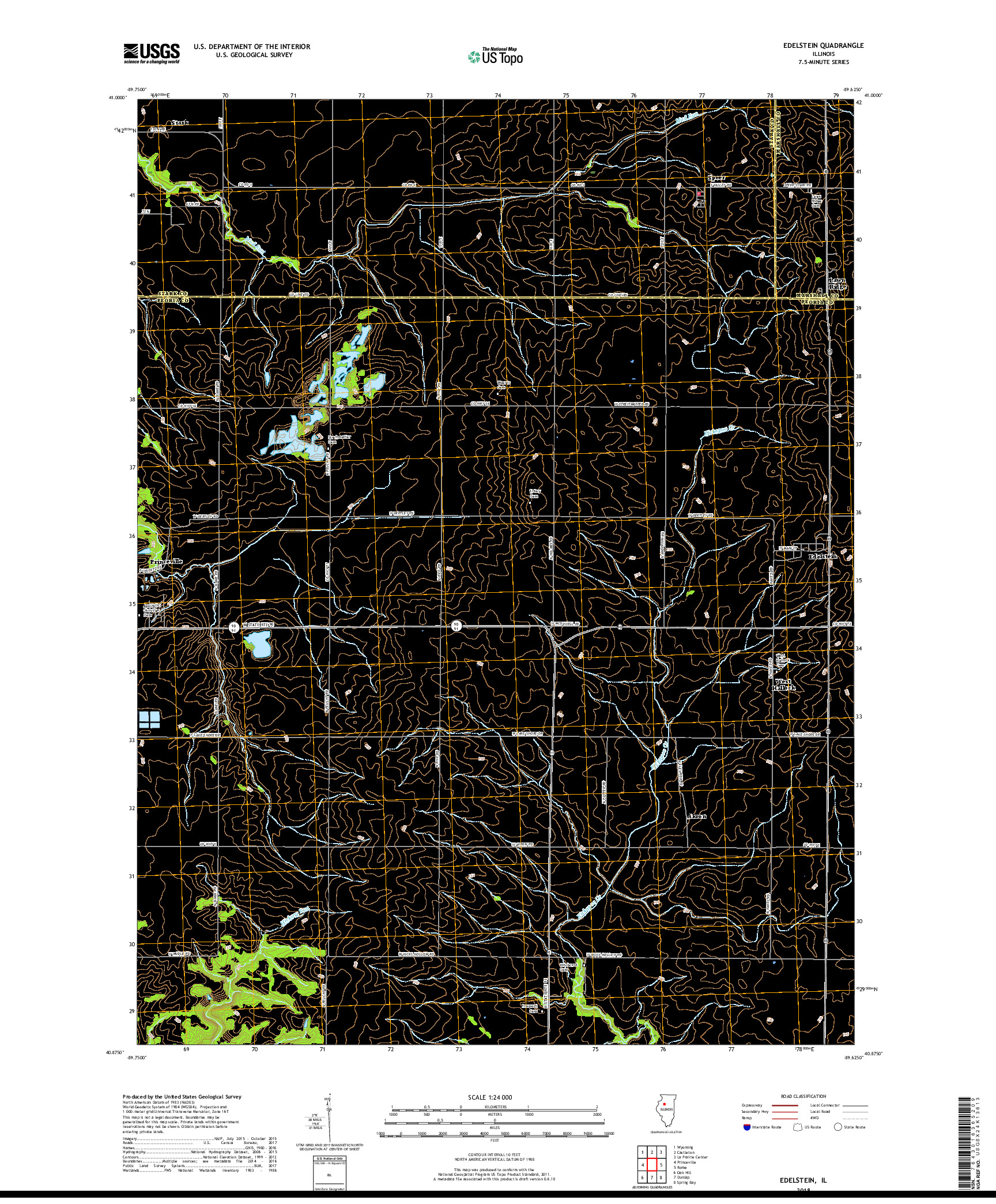 USGS US TOPO 7.5-MINUTE MAP FOR EDELSTEIN, IL 2018