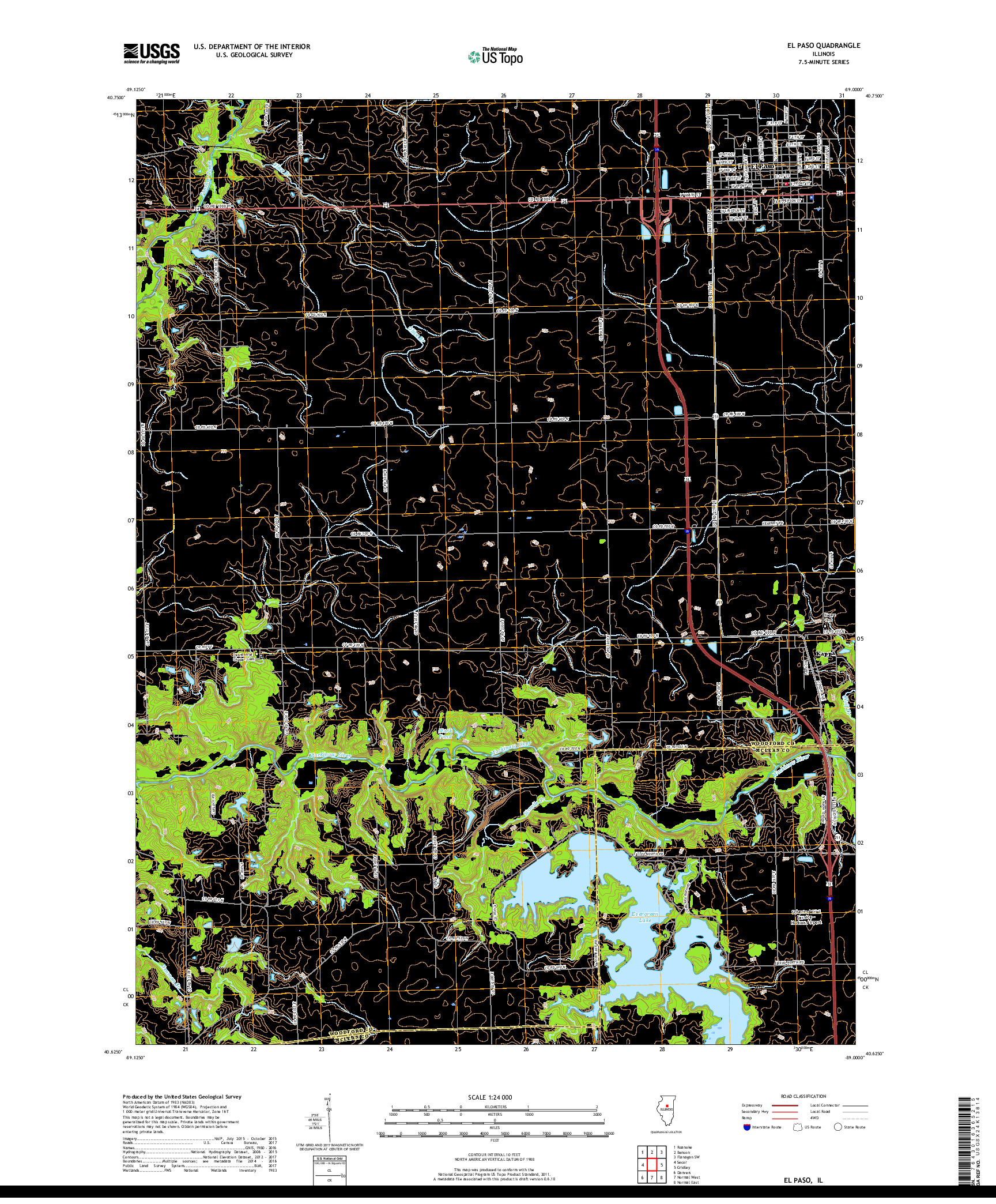 USGS US TOPO 7.5-MINUTE MAP FOR EL PASO, IL 2018