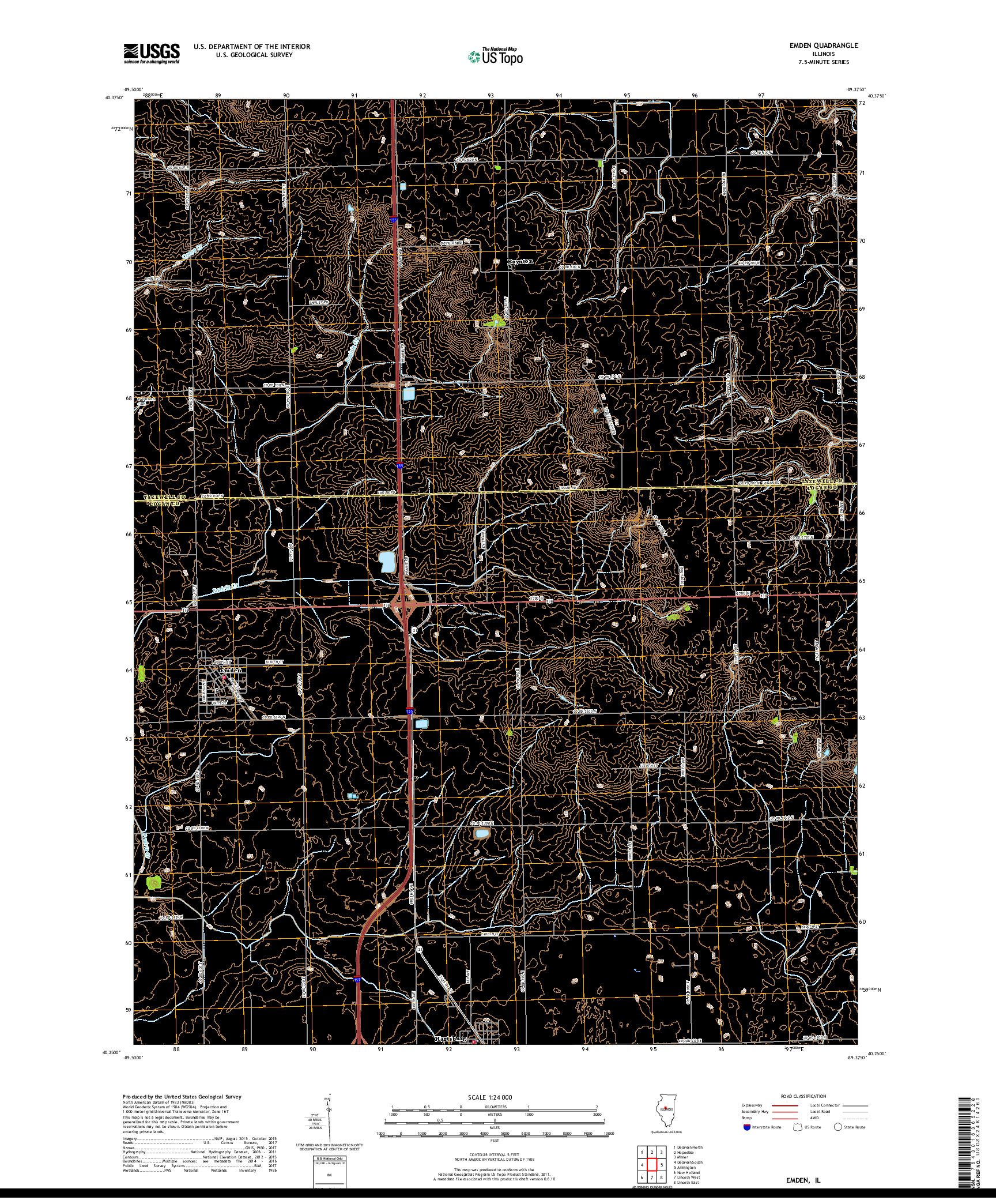 USGS US TOPO 7.5-MINUTE MAP FOR EMDEN, IL 2018