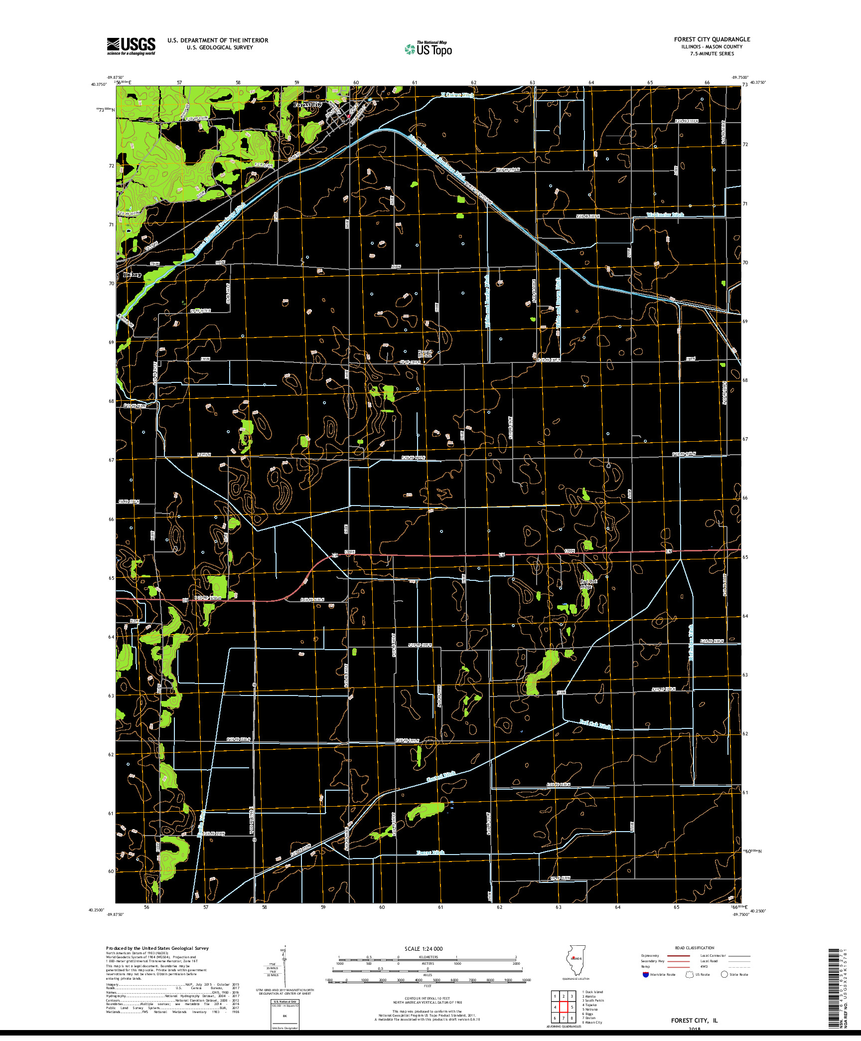 USGS US TOPO 7.5-MINUTE MAP FOR FOREST CITY, IL 2018
