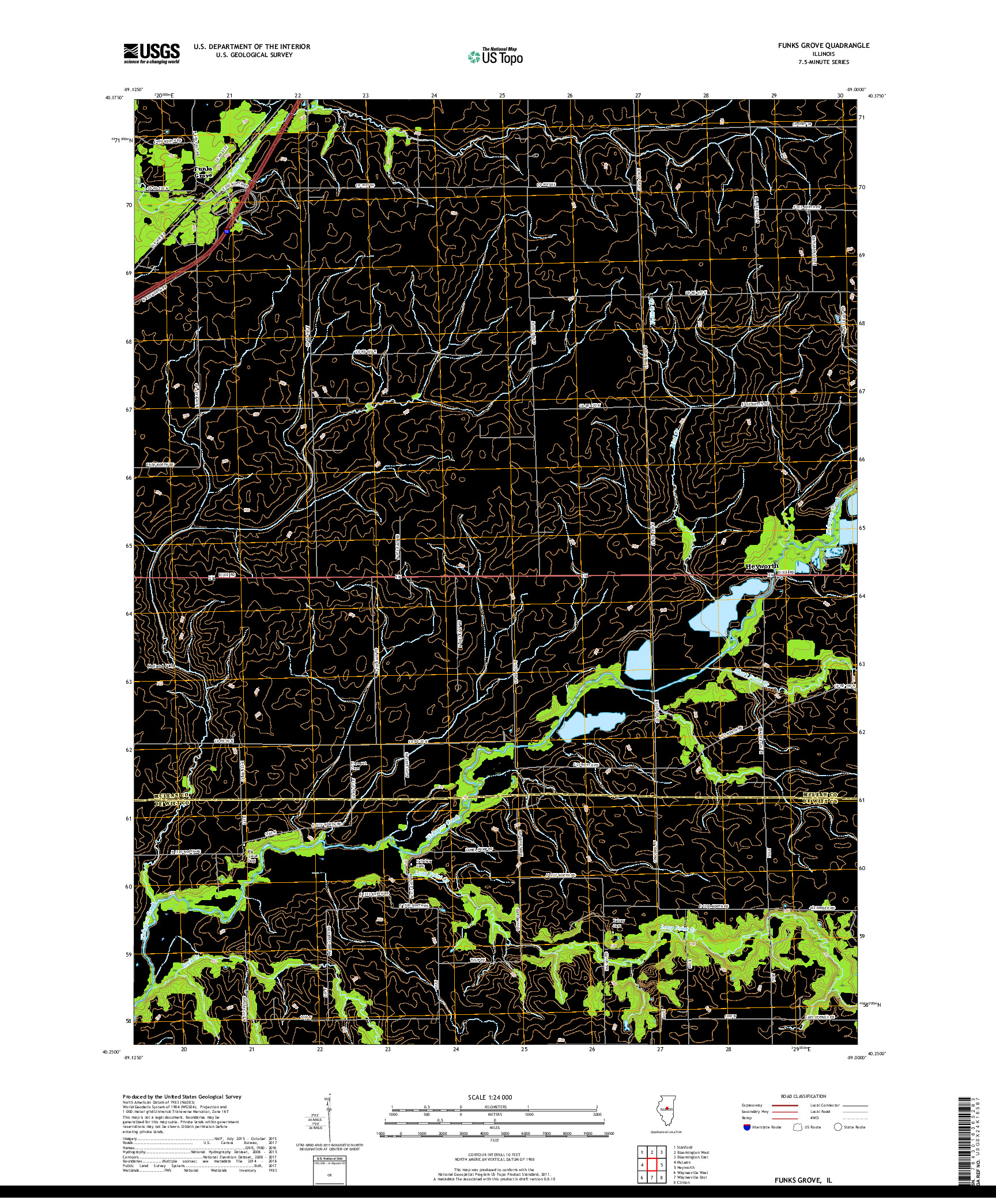 USGS US TOPO 7.5-MINUTE MAP FOR FUNKS GROVE, IL 2018