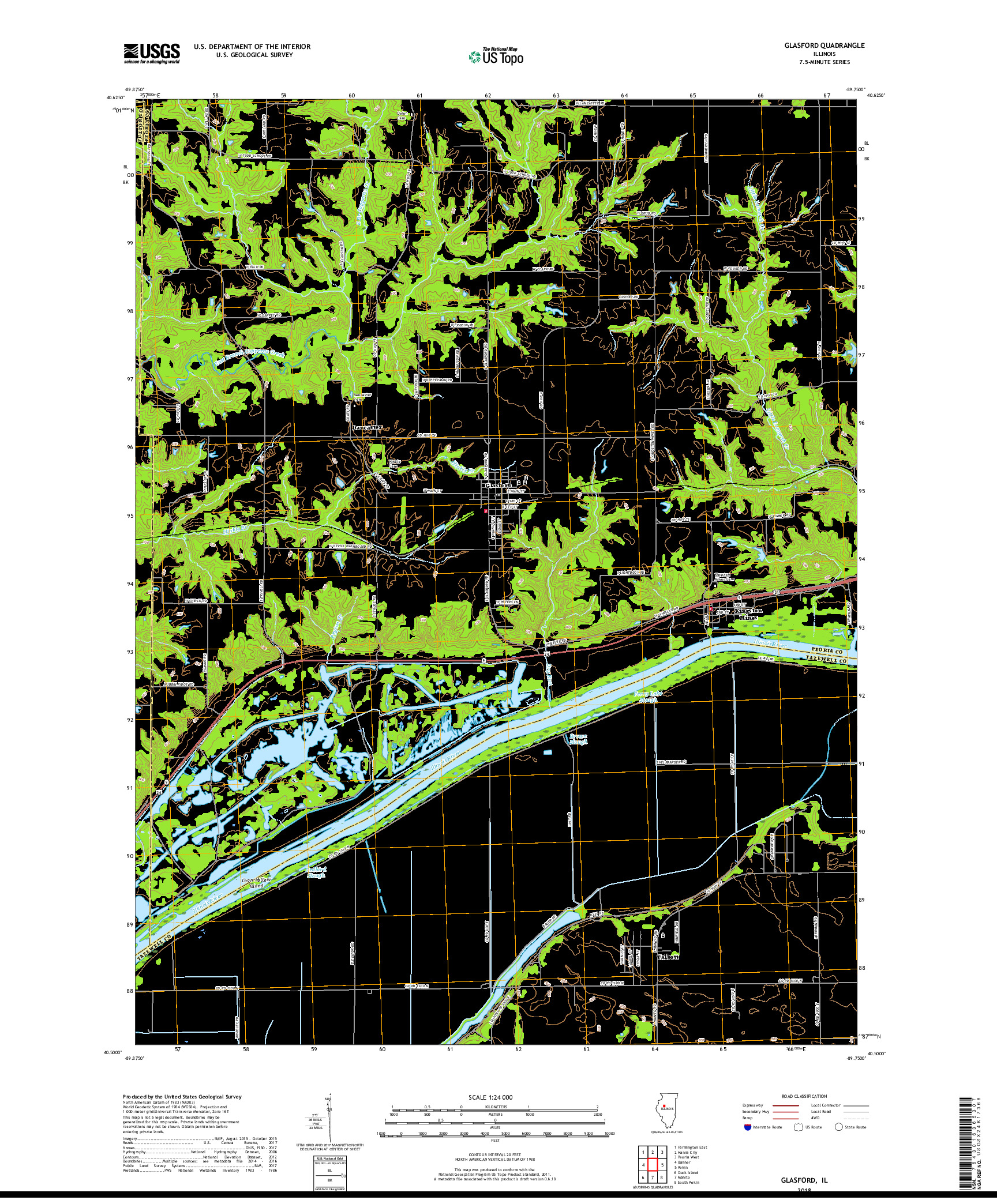 USGS US TOPO 7.5-MINUTE MAP FOR GLASFORD, IL 2018