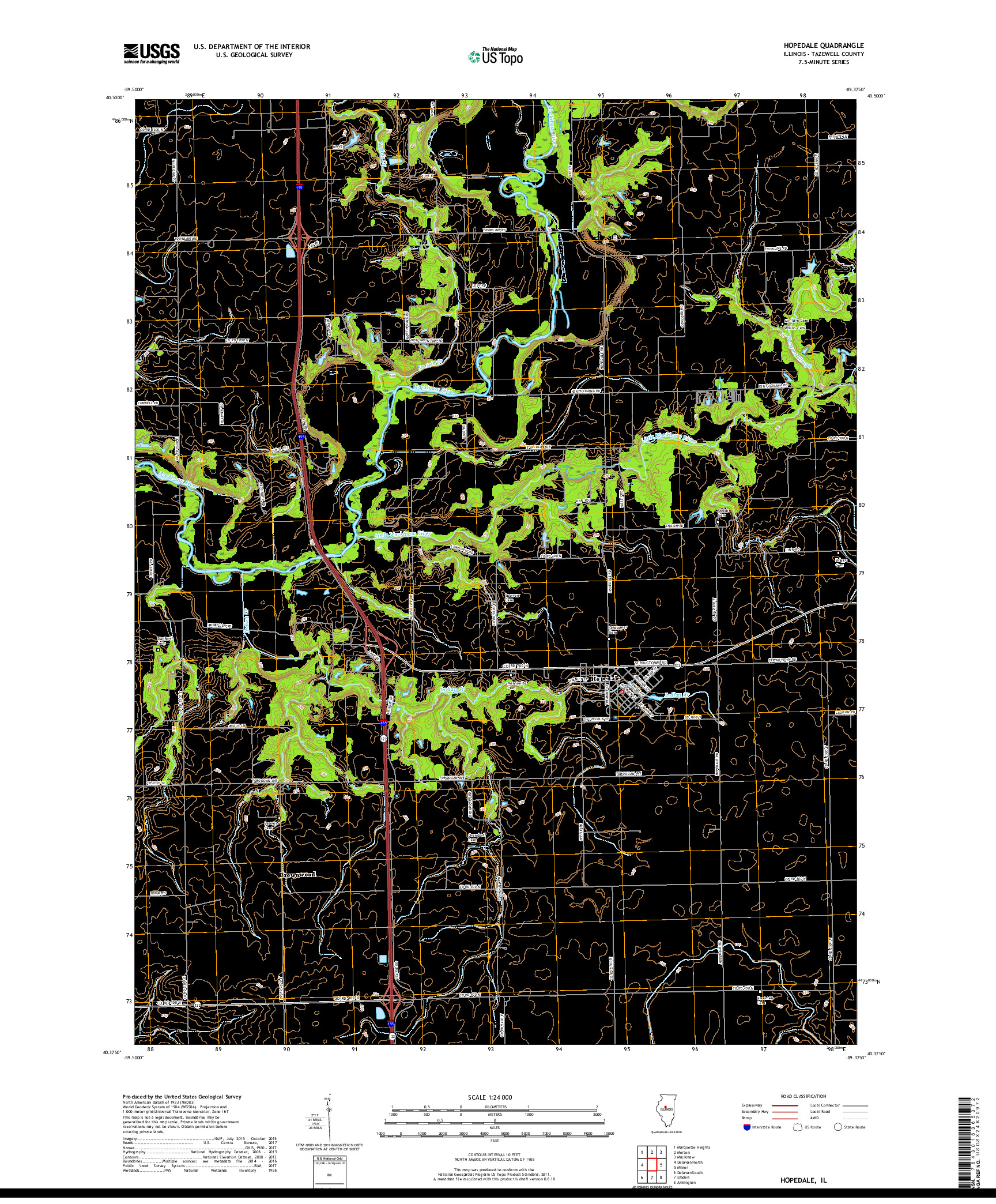 USGS US TOPO 7.5-MINUTE MAP FOR HOPEDALE, IL 2018