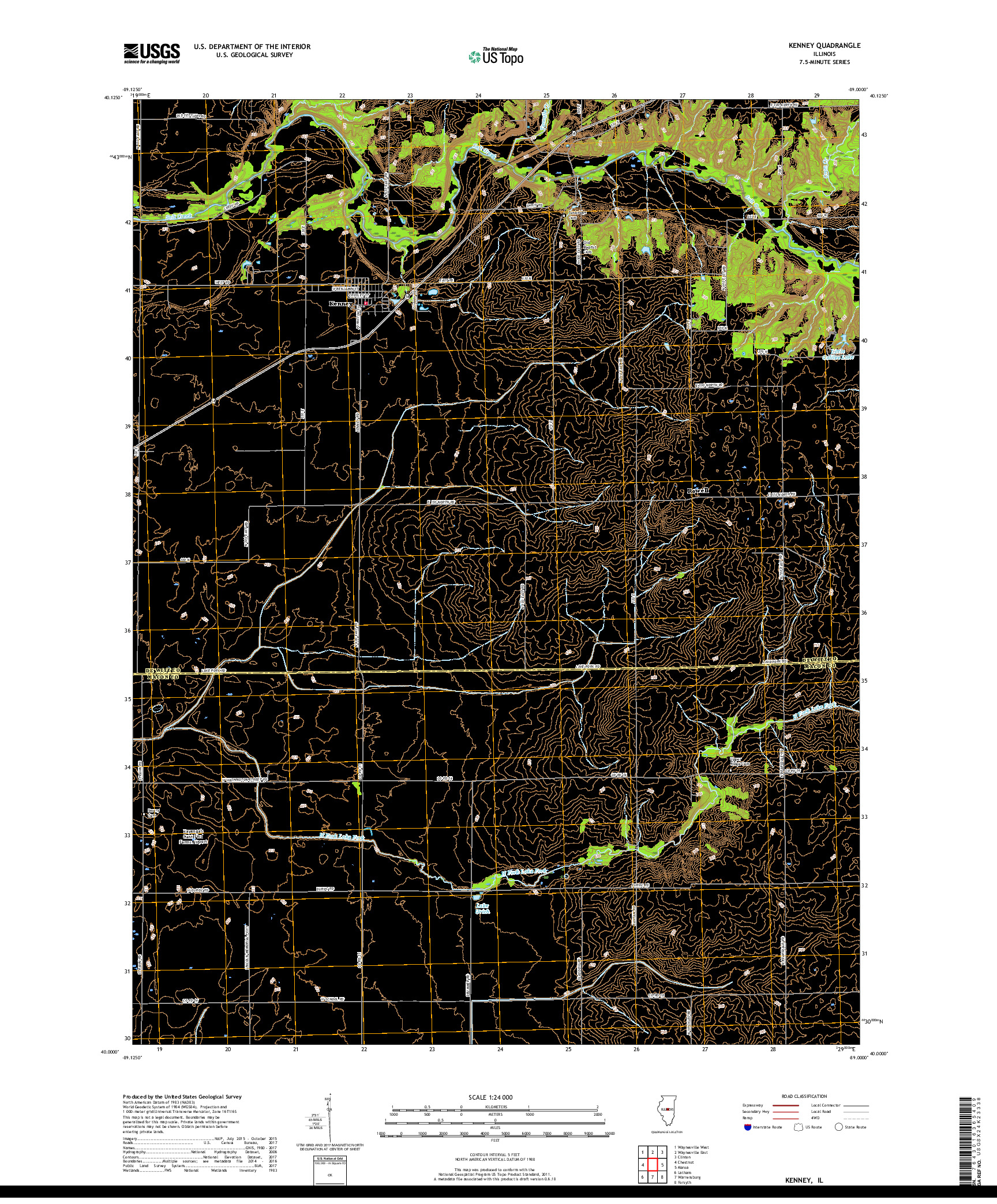 USGS US TOPO 7.5-MINUTE MAP FOR KENNEY, IL 2018