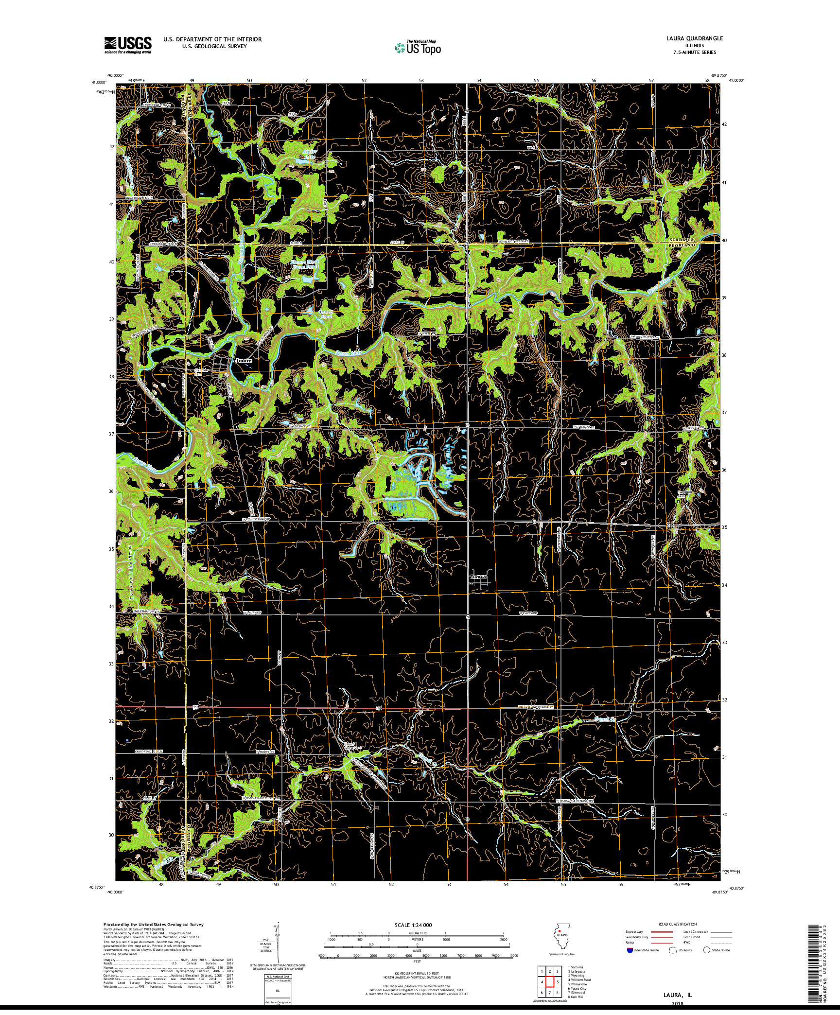 USGS US TOPO 7.5-MINUTE MAP FOR LAURA, IL 2018