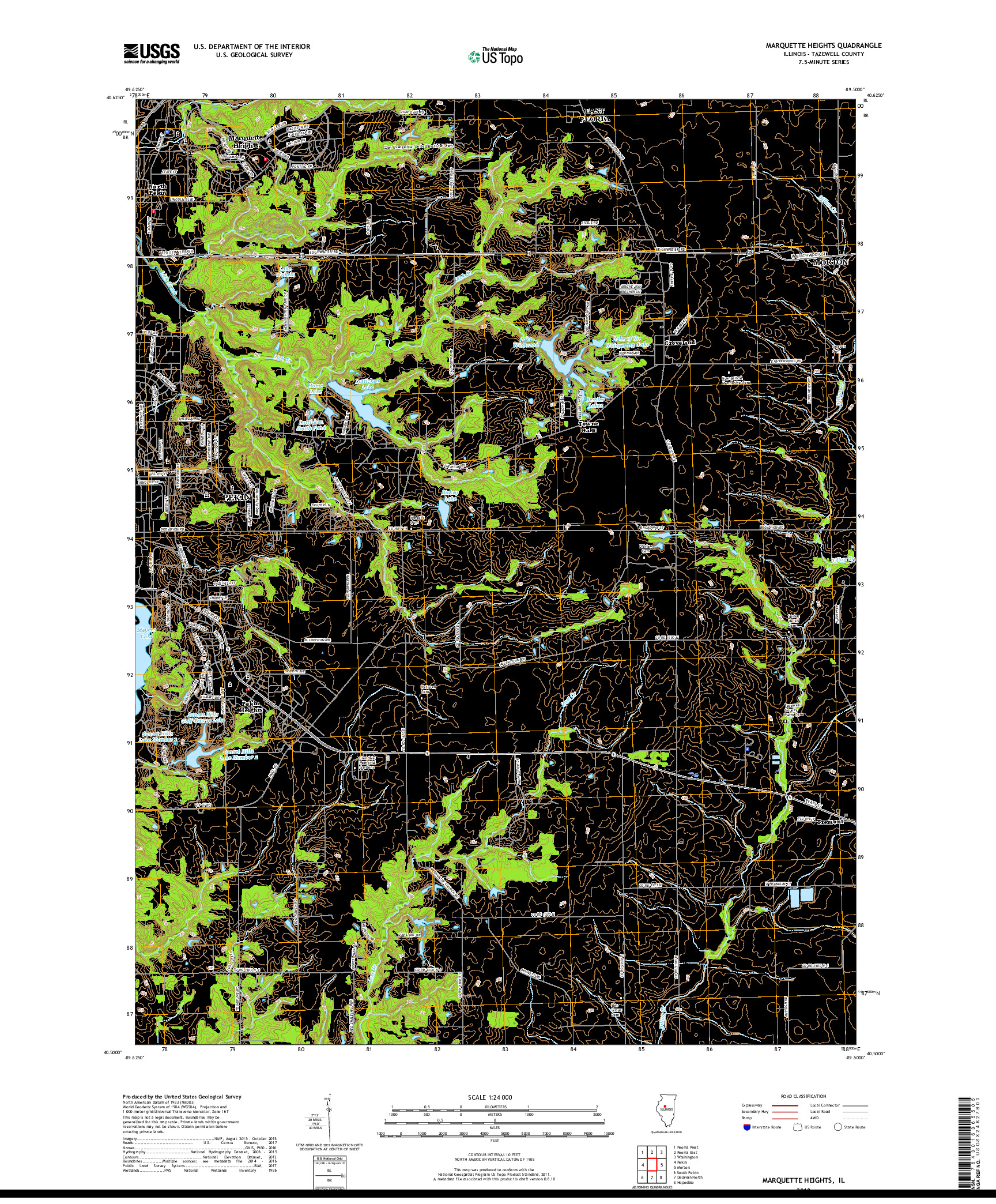 USGS US TOPO 7.5-MINUTE MAP FOR MARQUETTE HEIGHTS, IL 2018