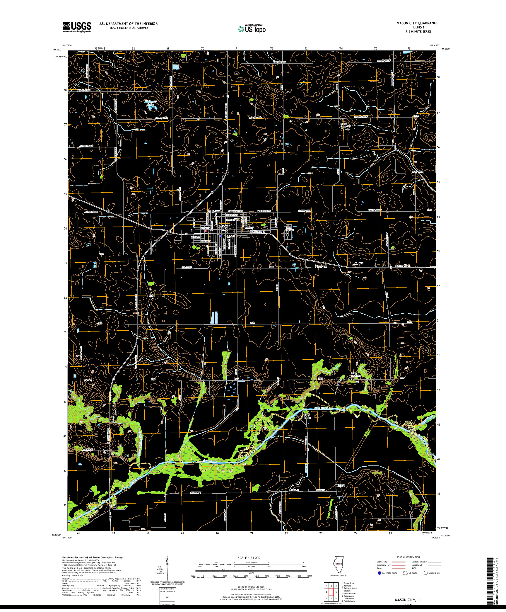 USGS US TOPO 7.5-MINUTE MAP FOR MASON CITY, IL 2018