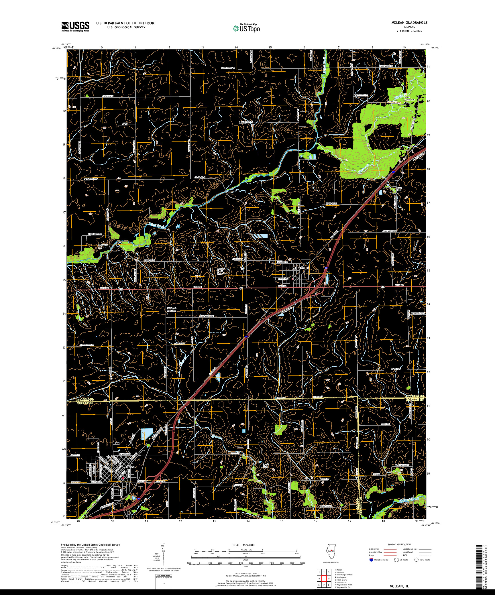 USGS US TOPO 7.5-MINUTE MAP FOR MCLEAN, IL 2018