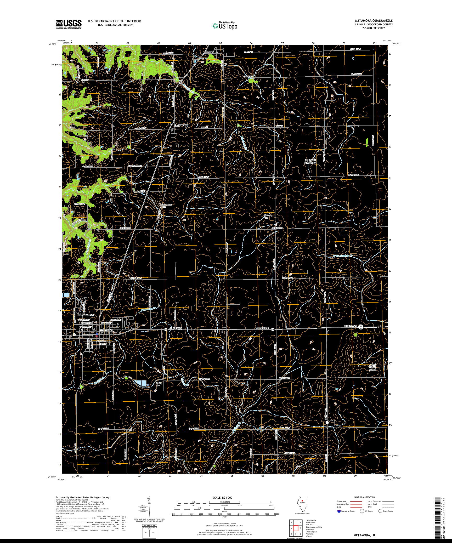 USGS US TOPO 7.5-MINUTE MAP FOR METAMORA, IL 2018
