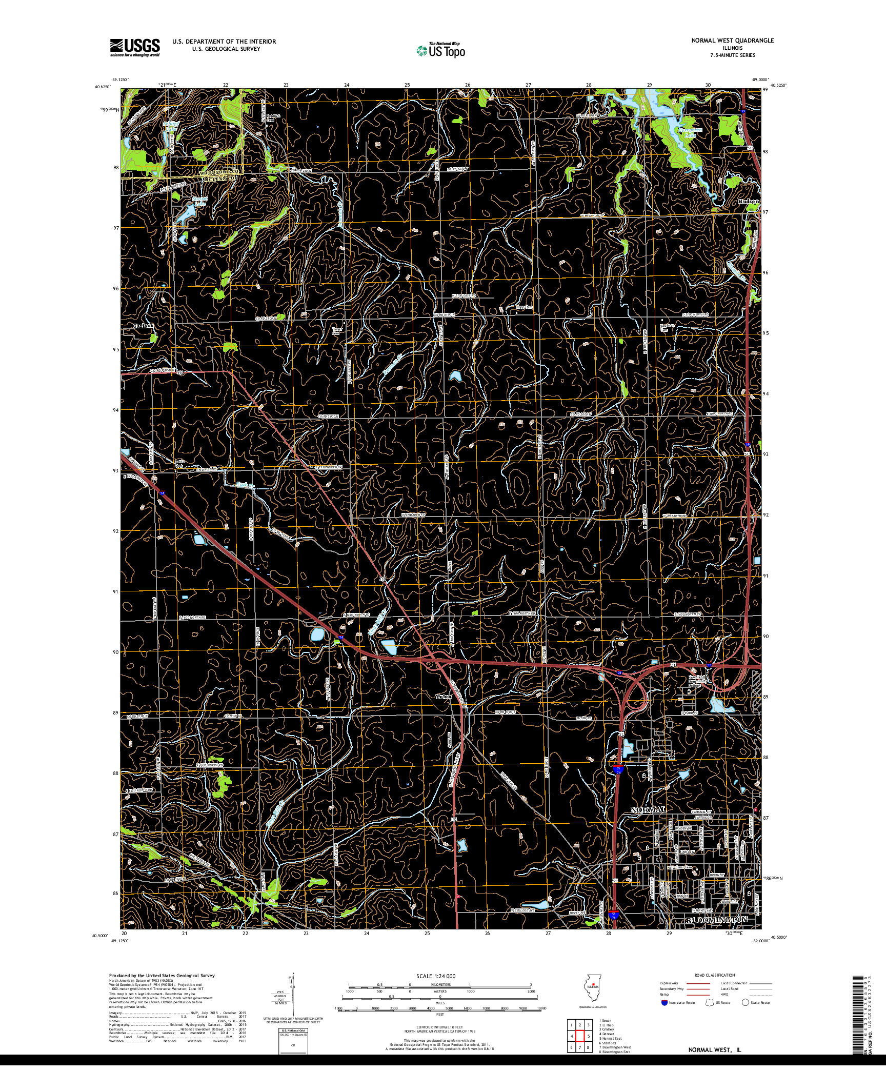 USGS US TOPO 7.5-MINUTE MAP FOR NORMAL WEST, IL 2018