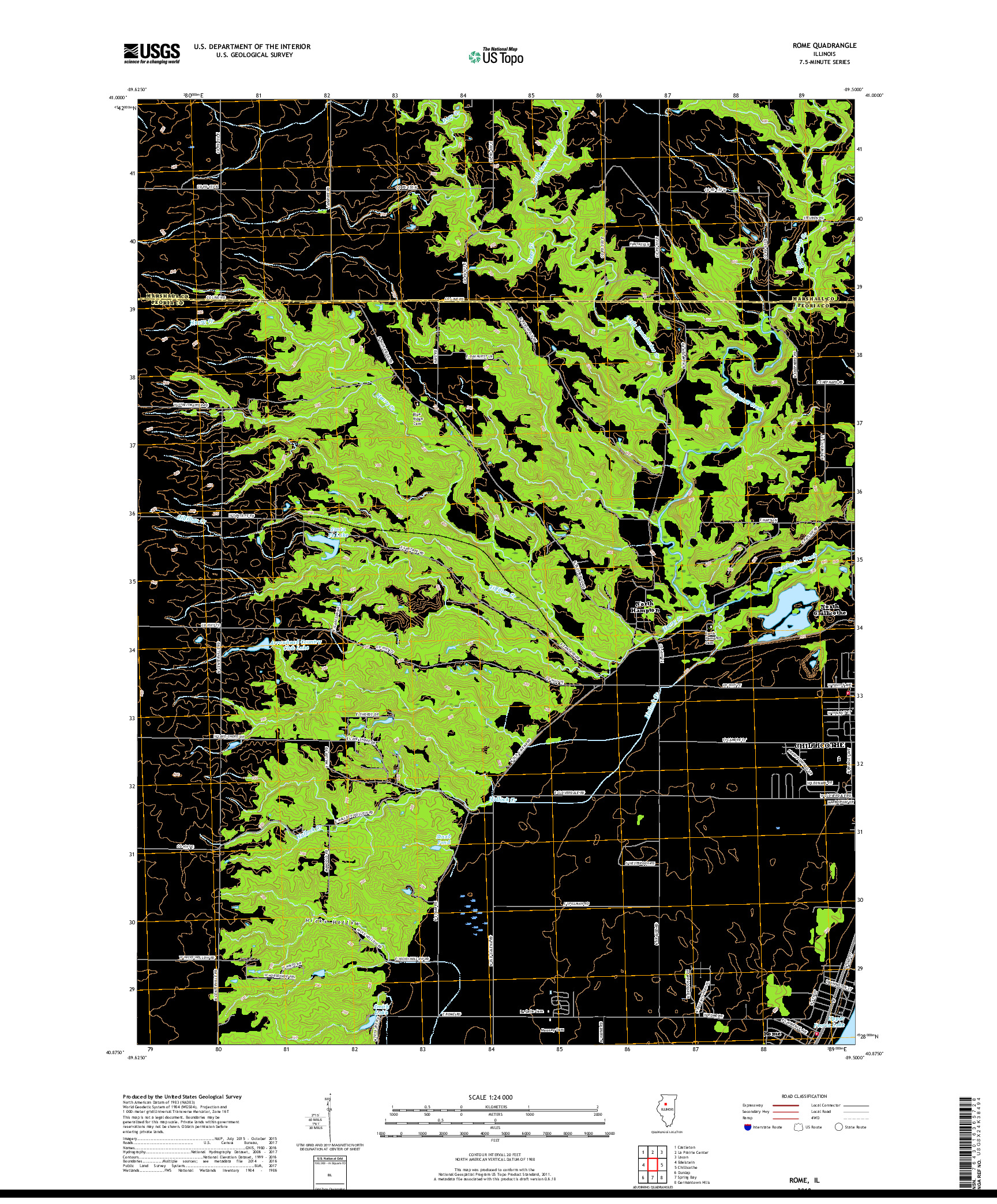 USGS US TOPO 7.5-MINUTE MAP FOR ROME, IL 2018