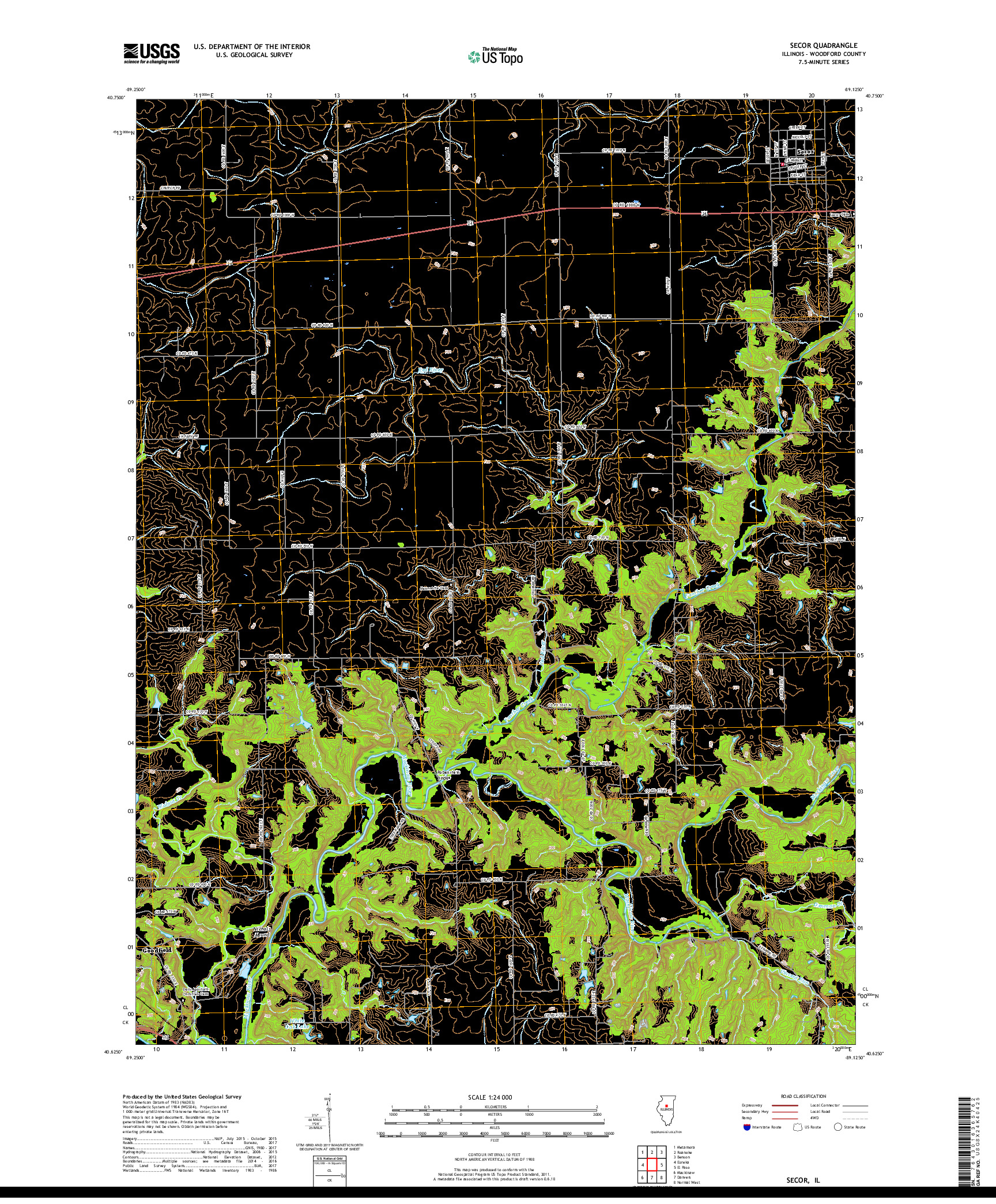 USGS US TOPO 7.5-MINUTE MAP FOR SECOR, IL 2018