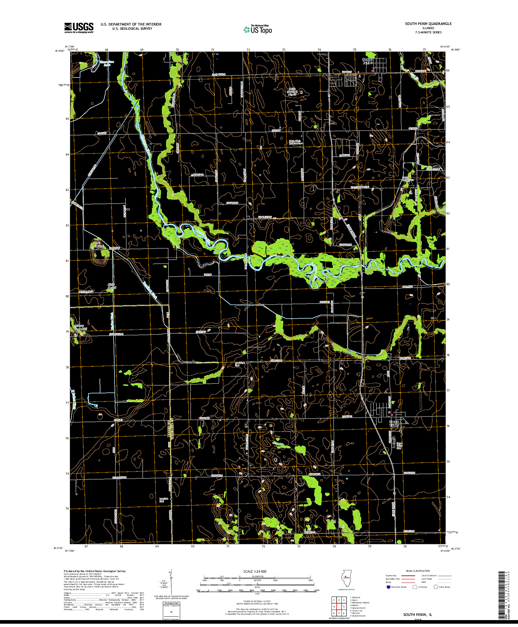 USGS US TOPO 7.5-MINUTE MAP FOR SOUTH PEKIN, IL 2018