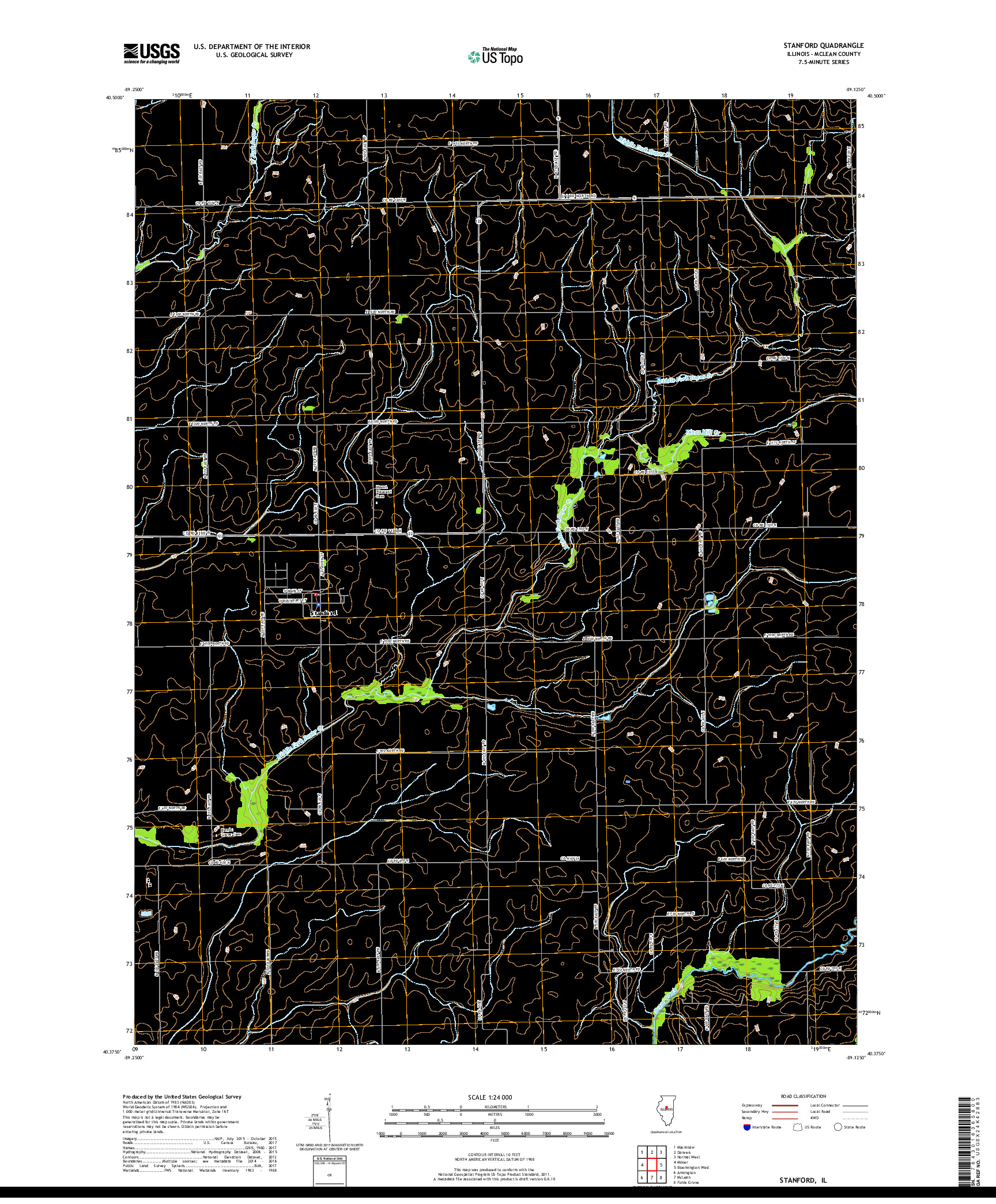 USGS US TOPO 7.5-MINUTE MAP FOR STANFORD, IL 2018