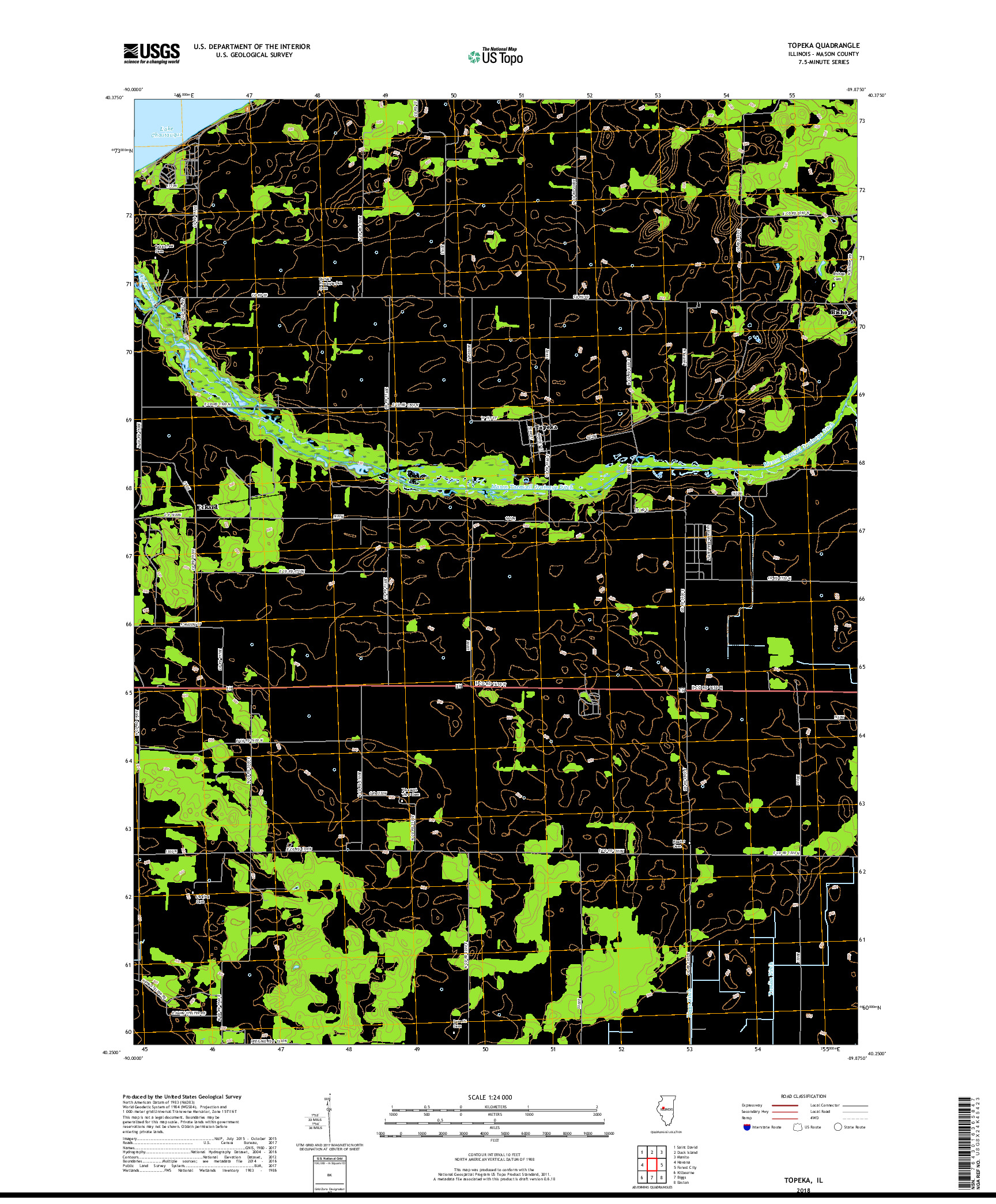 USGS US TOPO 7.5-MINUTE MAP FOR TOPEKA, IL 2018