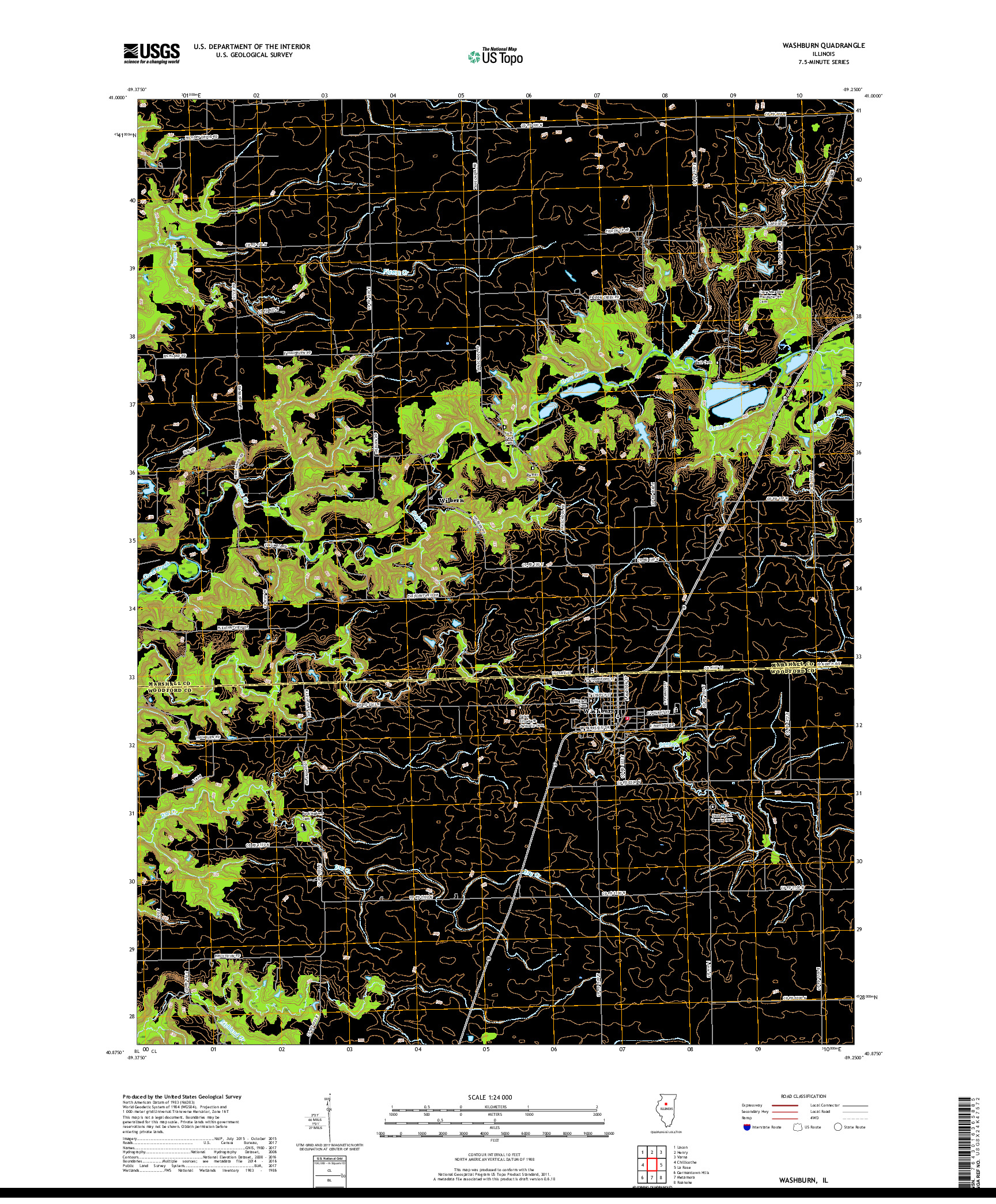 USGS US TOPO 7.5-MINUTE MAP FOR WASHBURN, IL 2018