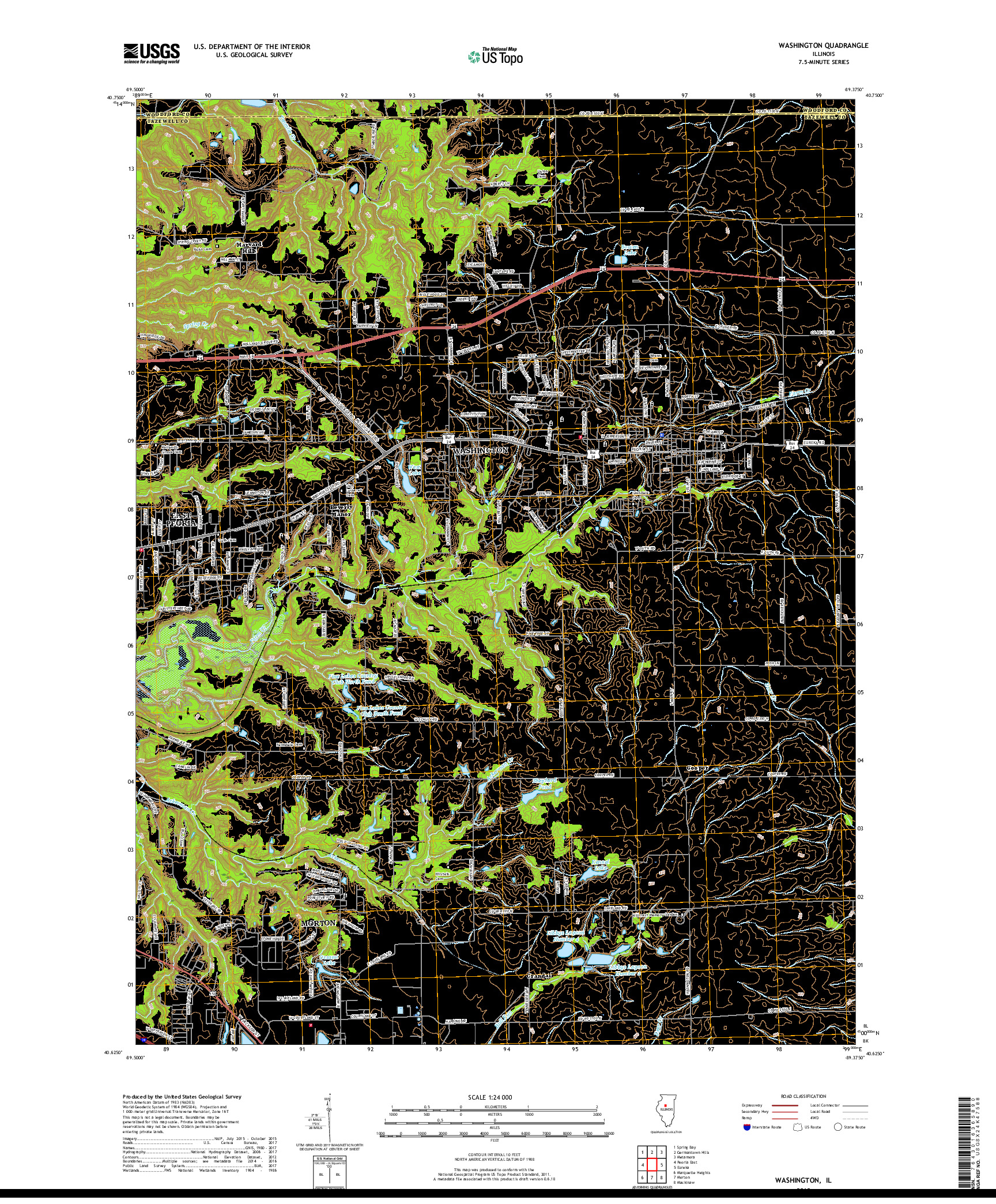 USGS US TOPO 7.5-MINUTE MAP FOR WASHINGTON, IL 2018