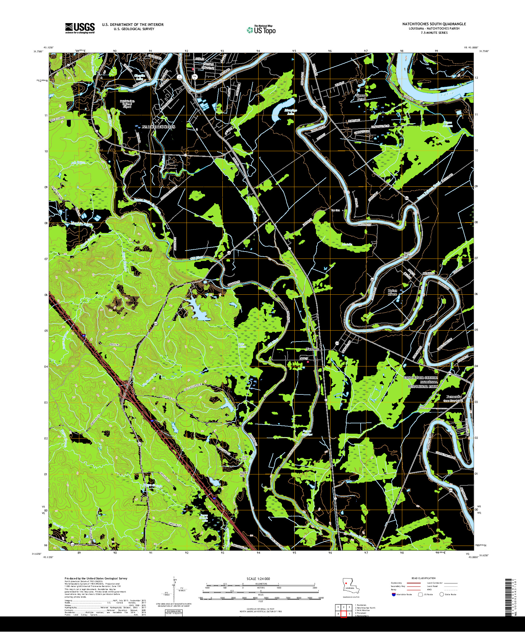 USGS US TOPO 7.5-MINUTE MAP FOR NATCHITOCHES SOUTH, LA 2018