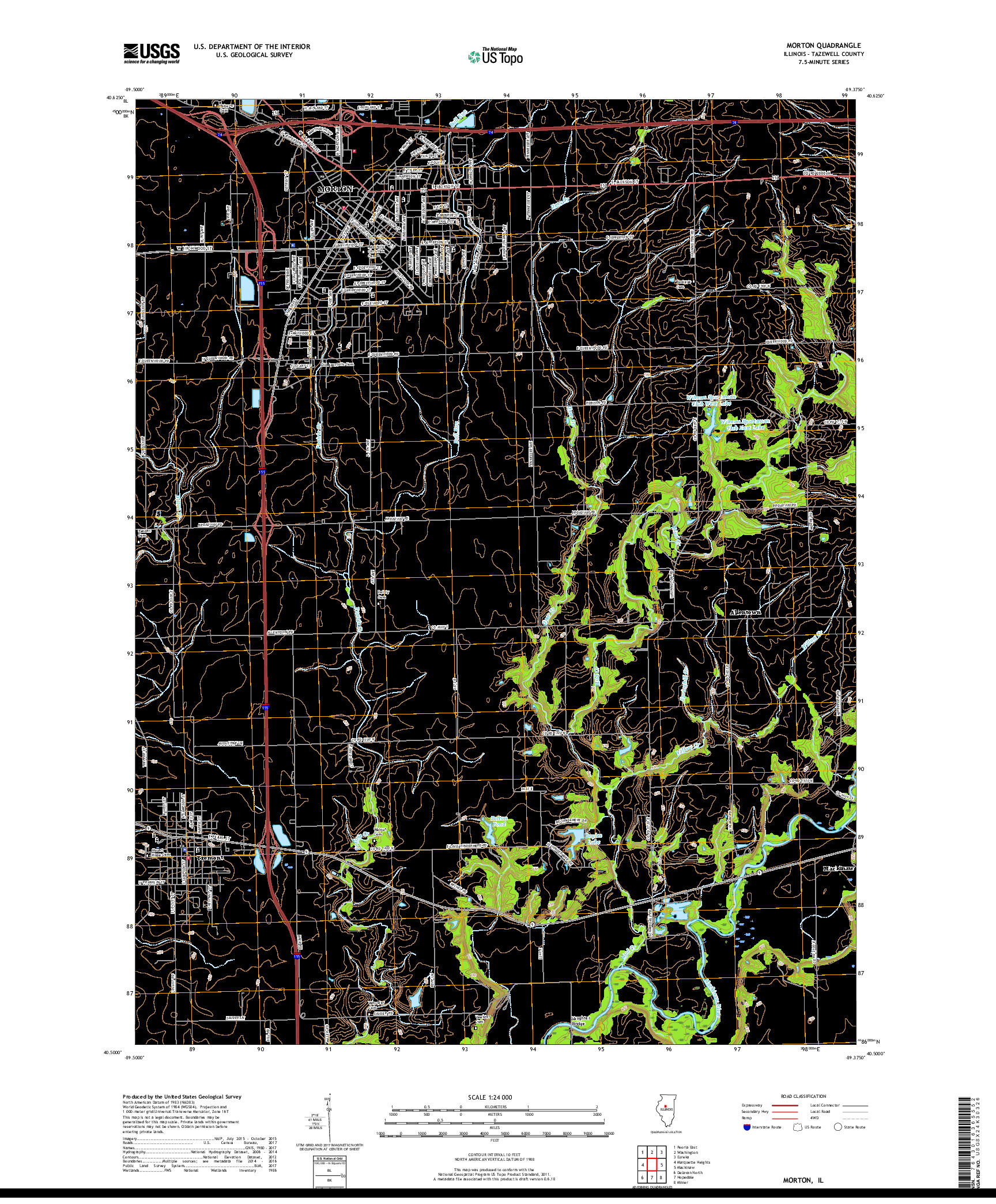 USGS US TOPO 7.5-MINUTE MAP FOR MORTON, IL 2018