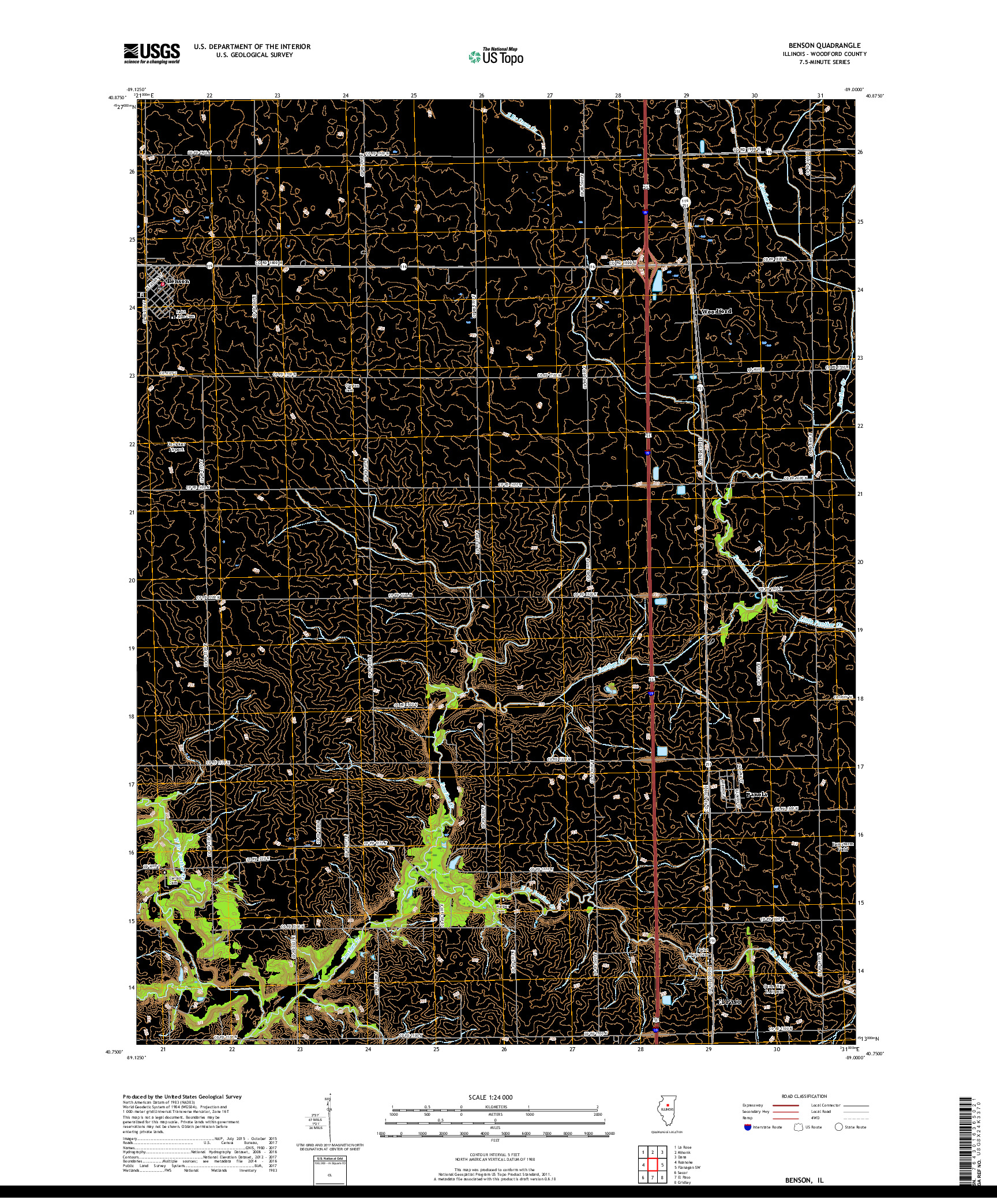 USGS US TOPO 7.5-MINUTE MAP FOR BENSON, IL 2018